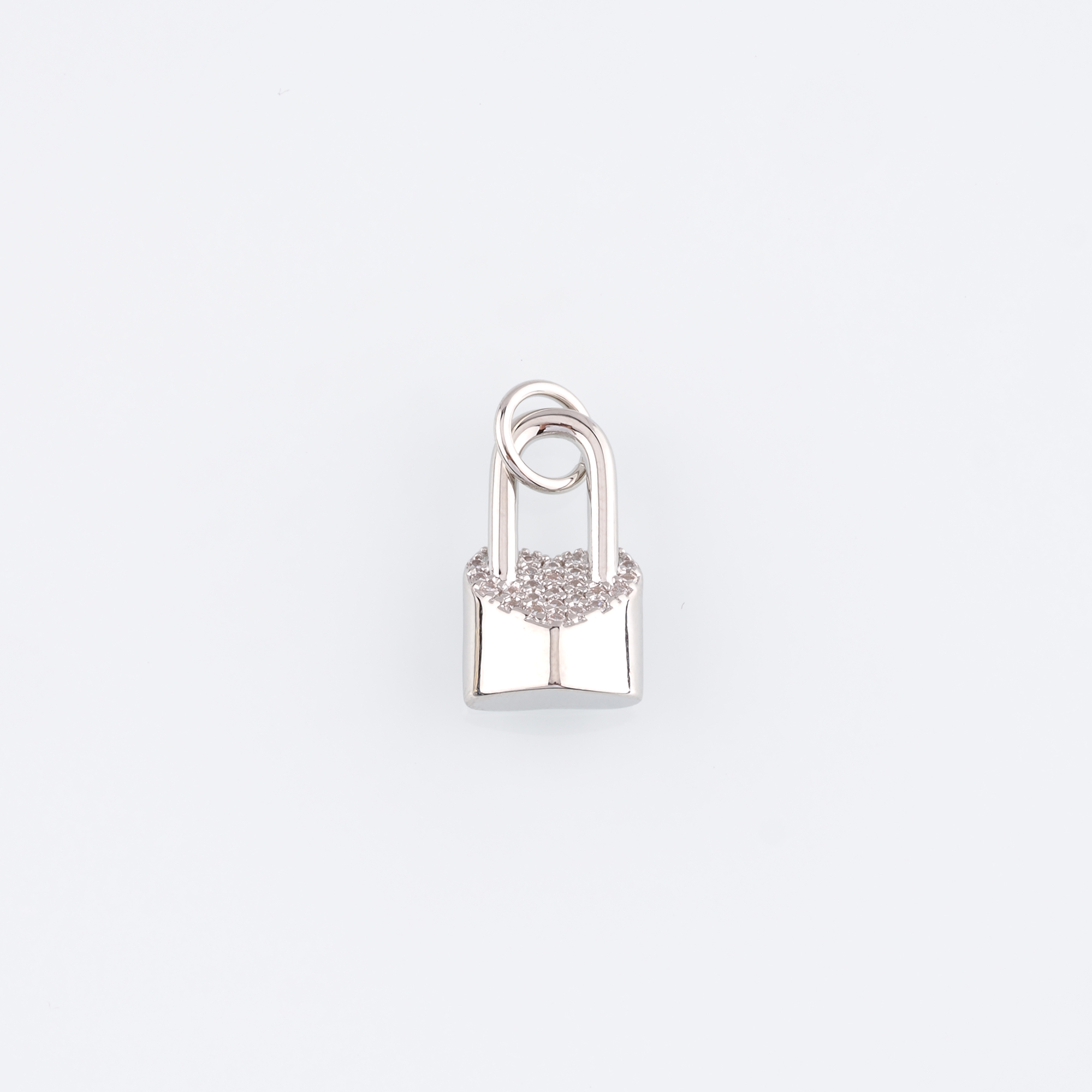 18K Gold Filled Lock Pendant,CZ Micro Pave Lock Charm Earrings Necklace for DIY Jewelry Making Supply