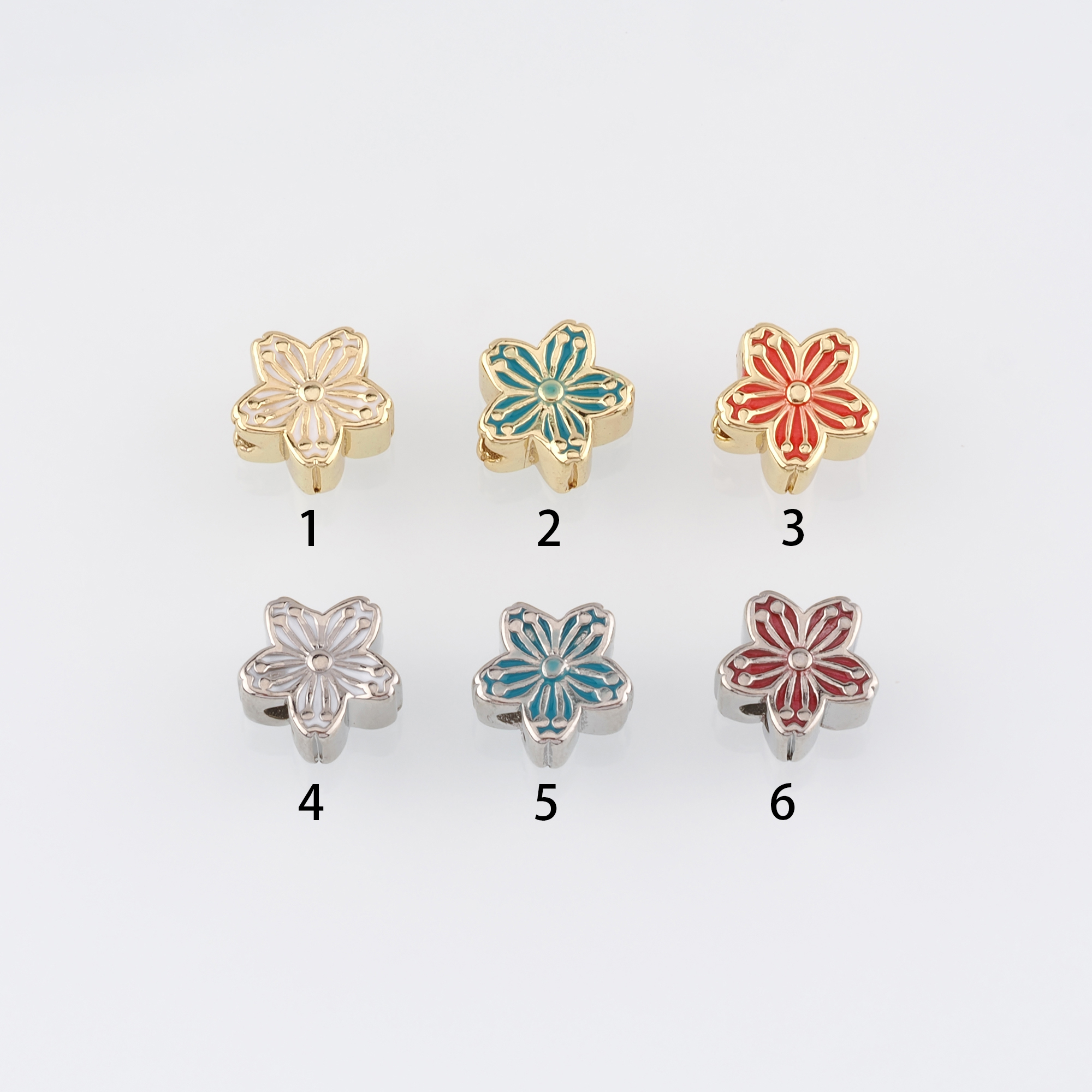 18K Gold Filled Flower Spacer Beads,Enamel Flower Bead for Bracelet Jewelry Necklace Making Supply