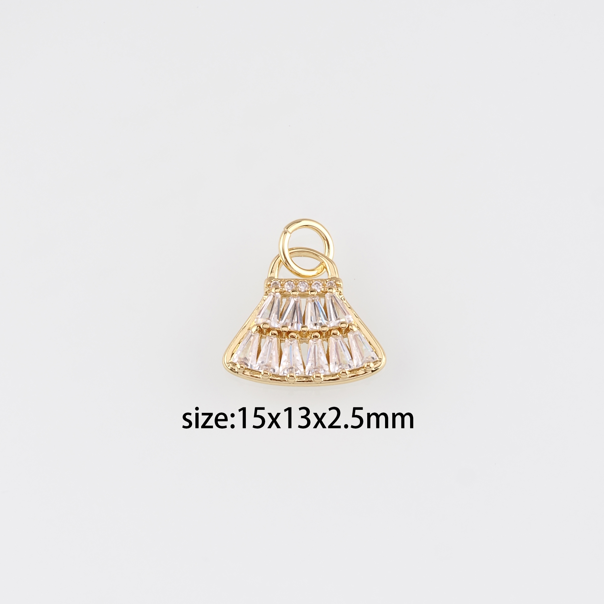 18K Gold Filled Handbag Pendant,CZ Micro Pave Handbag Charm Earrings Necklace for DIY Jewelry Making Supply