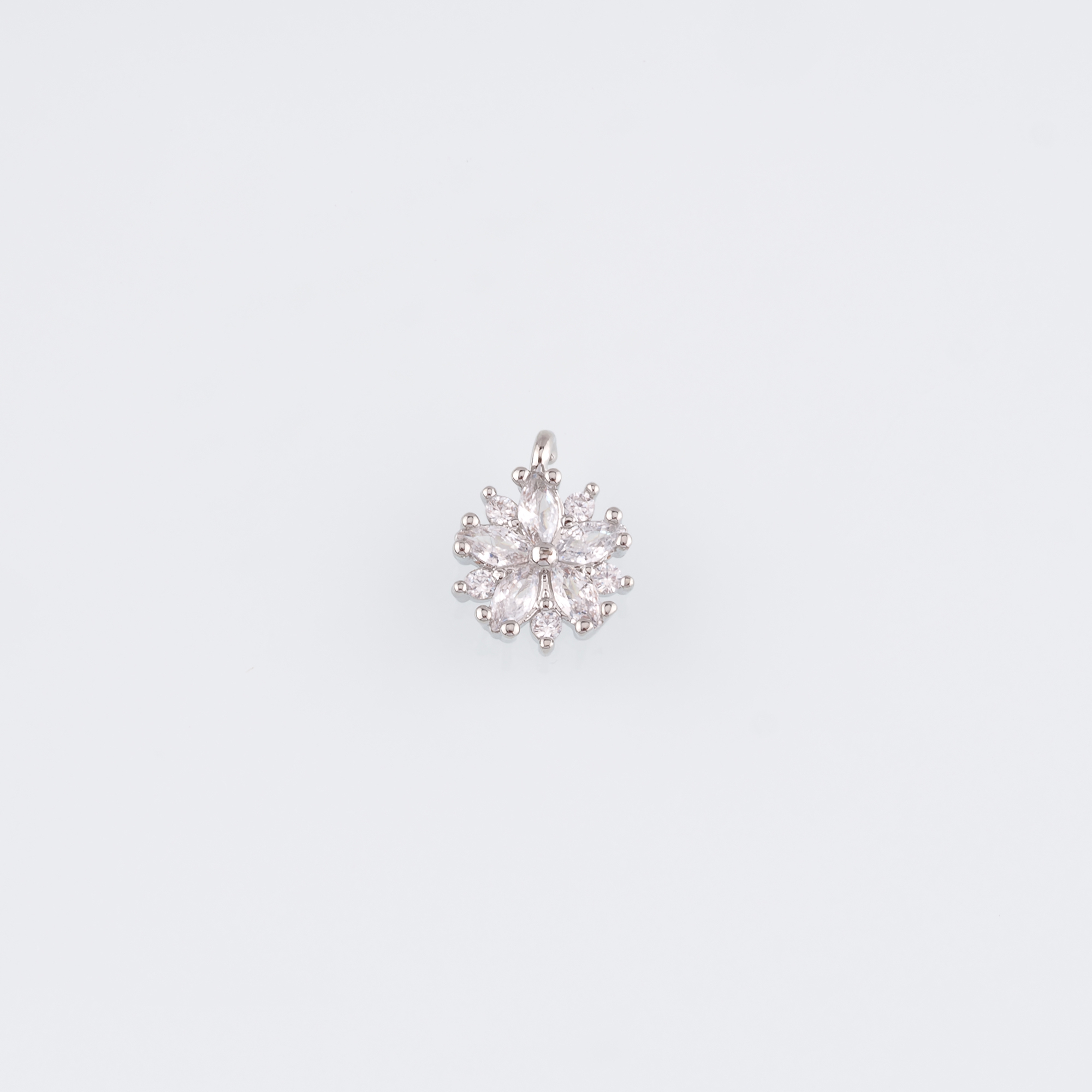 18K Gold Filled Flower Pendant,CZ Micro Pave Flower Charm Earrings Necklace for DIY Jewelry Making Supply