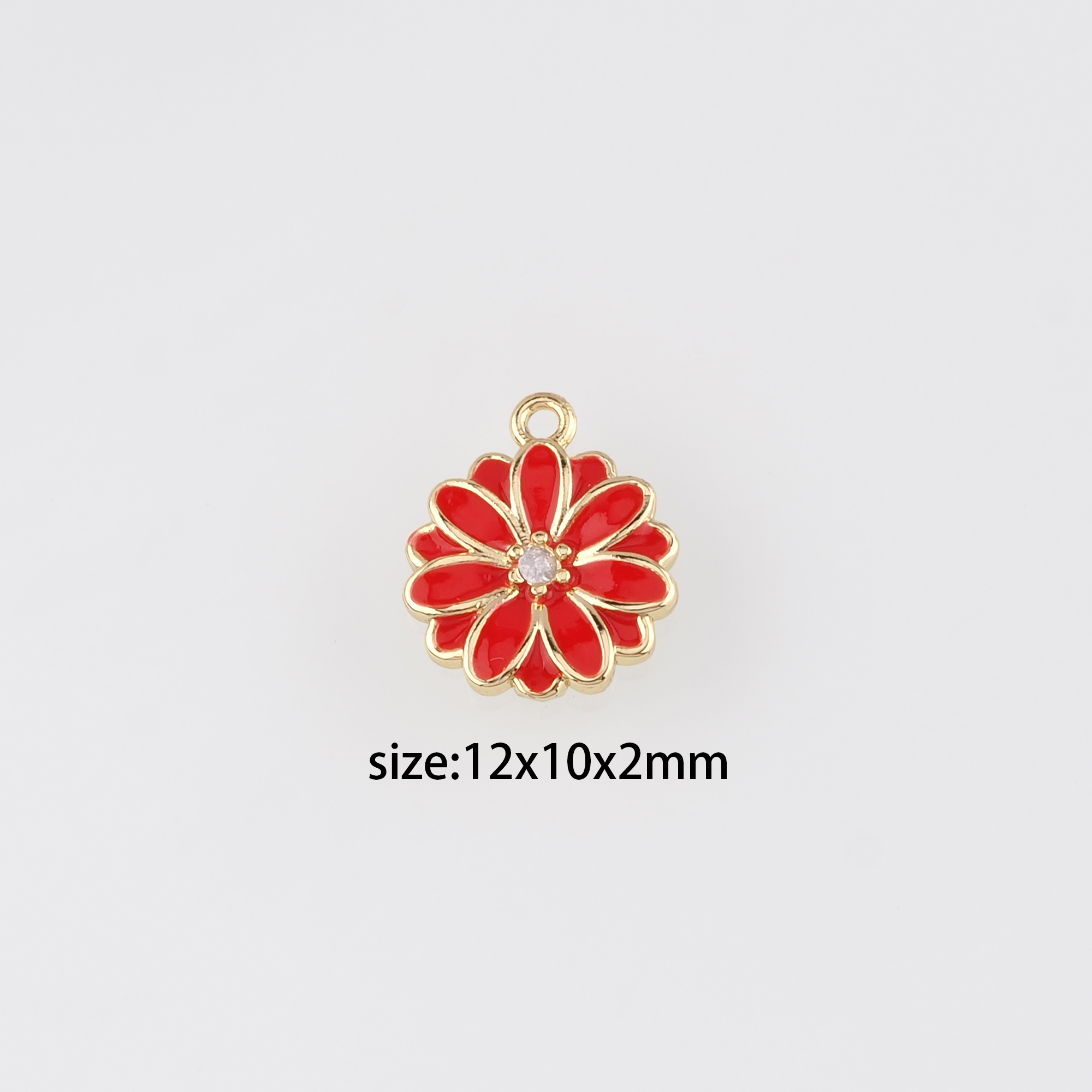18K Gold Filled Daisy Pendant,Enamel Daisy Charm Earrings Necklace for DIY Jewelry Making Supply