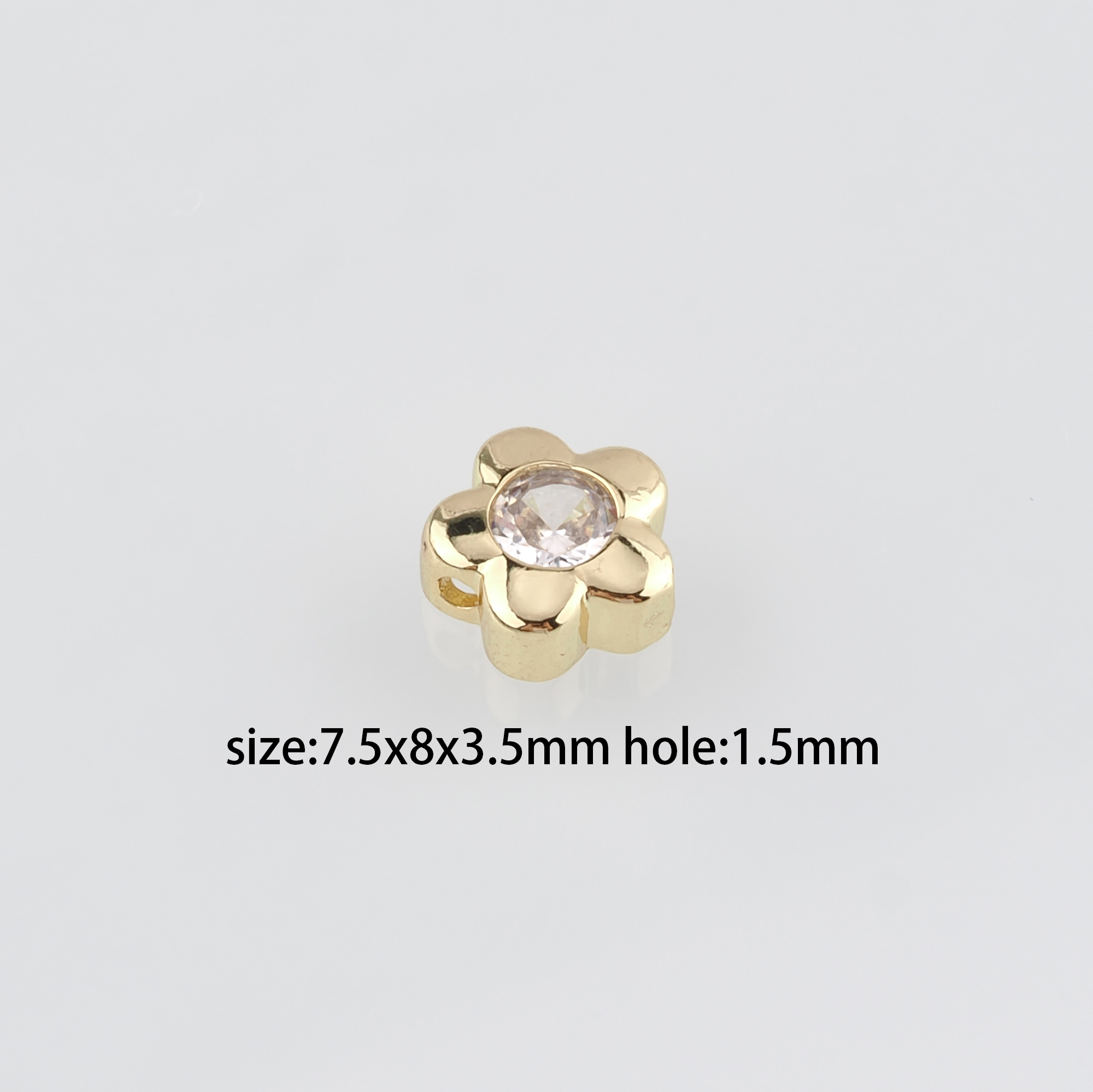 18K Gold Filled Flower Spacer Beads,CZ Micro Pave Flower Bead for Bracelet Jewelry Necklace Making Supply