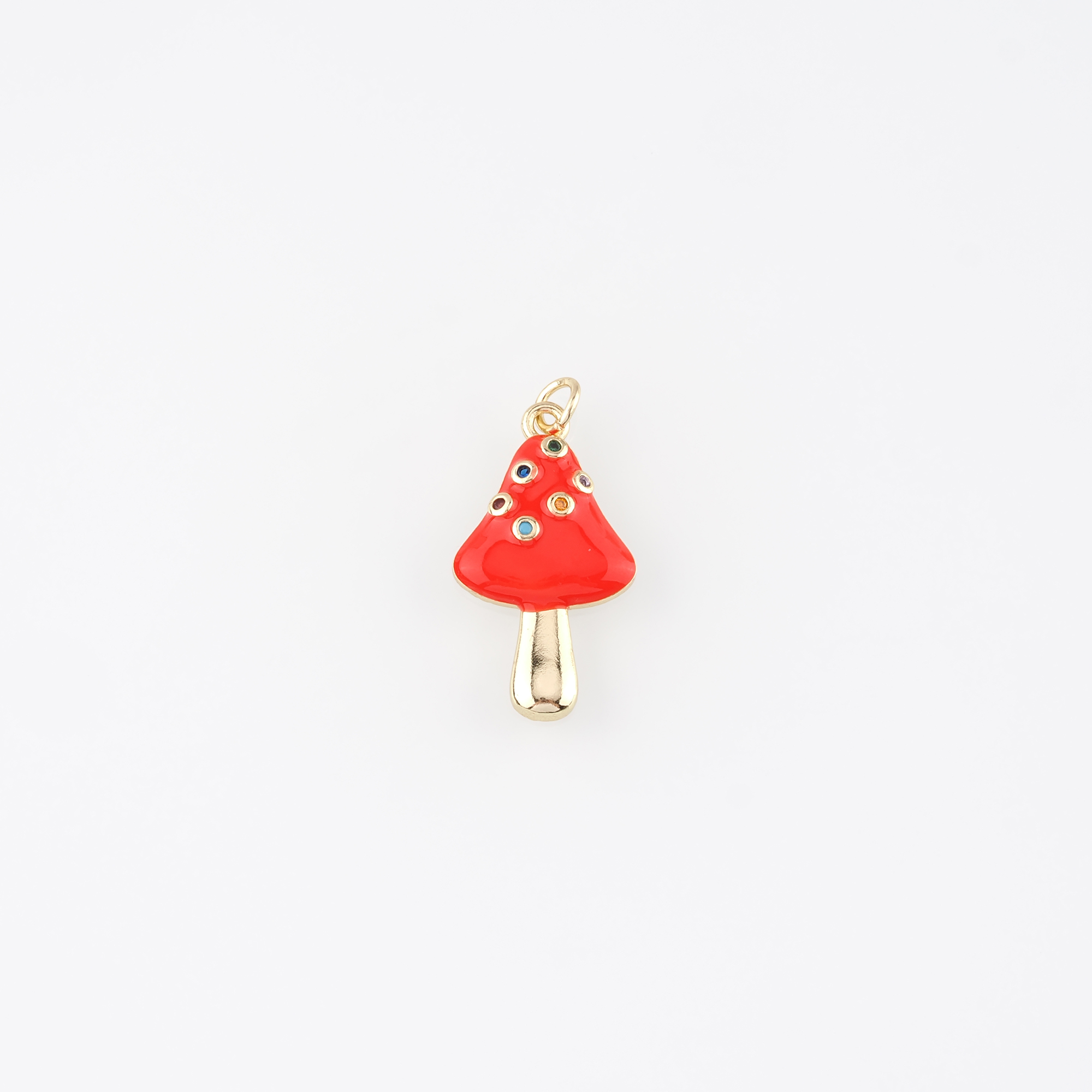 18K Gold Filled Mushroom Pendant,Enamel Mushroom Charm Earrings Necklace for DIY Jewelry Making Supply