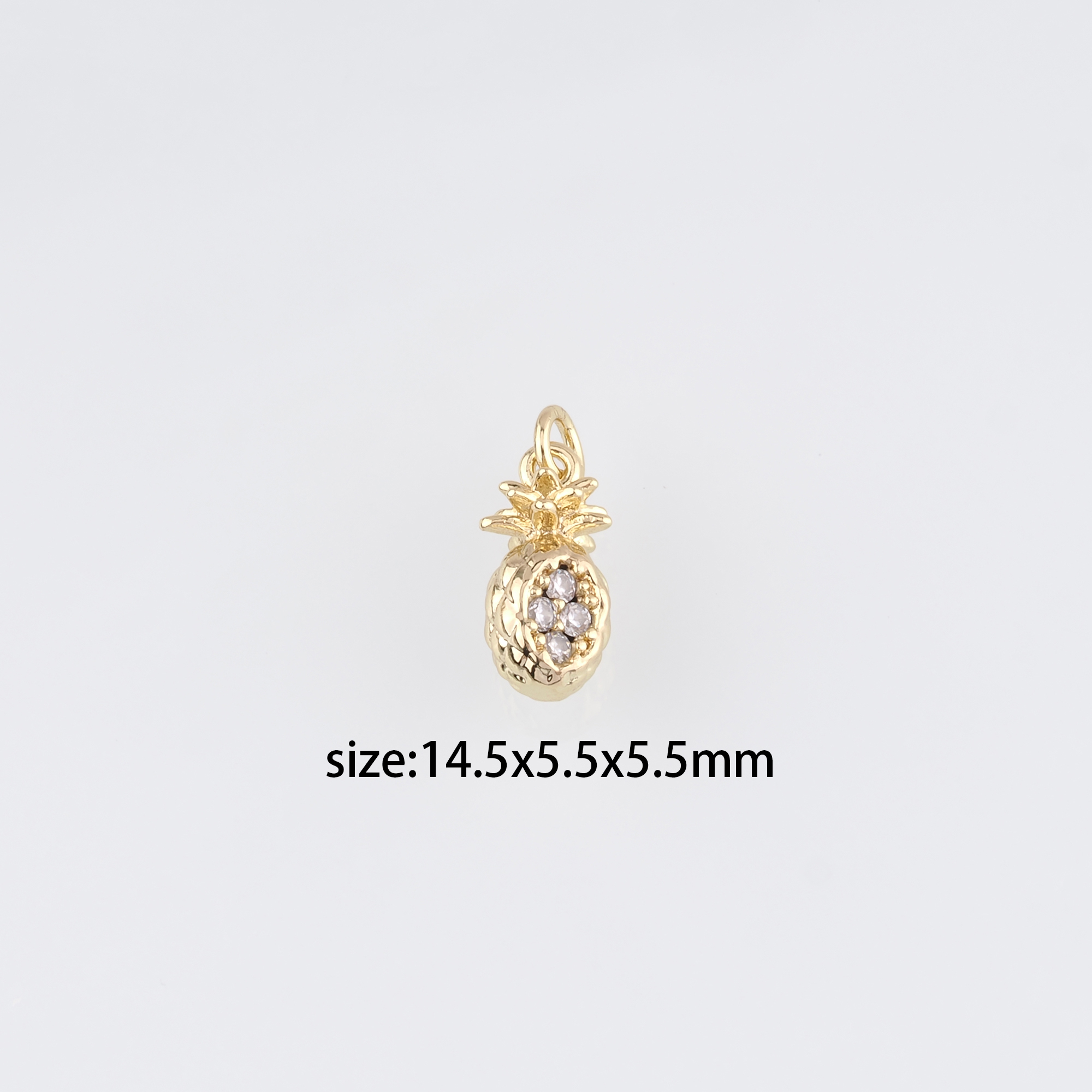 18K Gold Filled Pineapple Pendant,Fruit Charm,CZ Pineapple Earrings Necklace for DIY Jewelry Making Supply