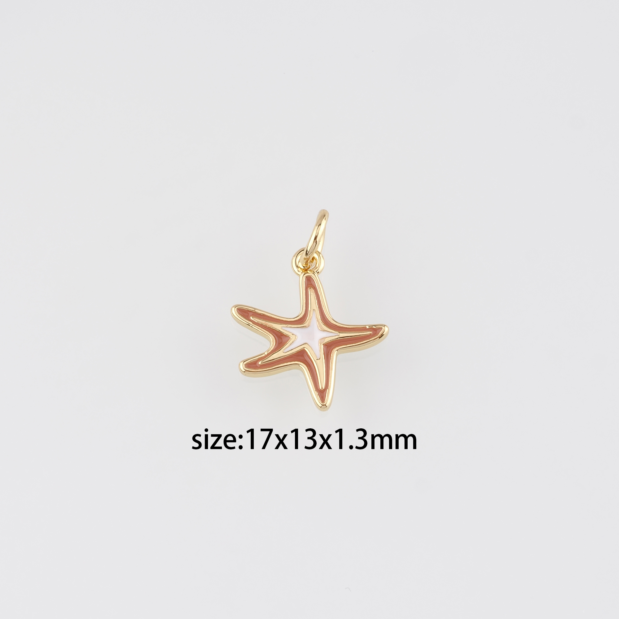 18K Gold Filled Starfish Pendant,Enamel Starfish Charm Earrings Necklace for DIY Jewelry Making Supply
