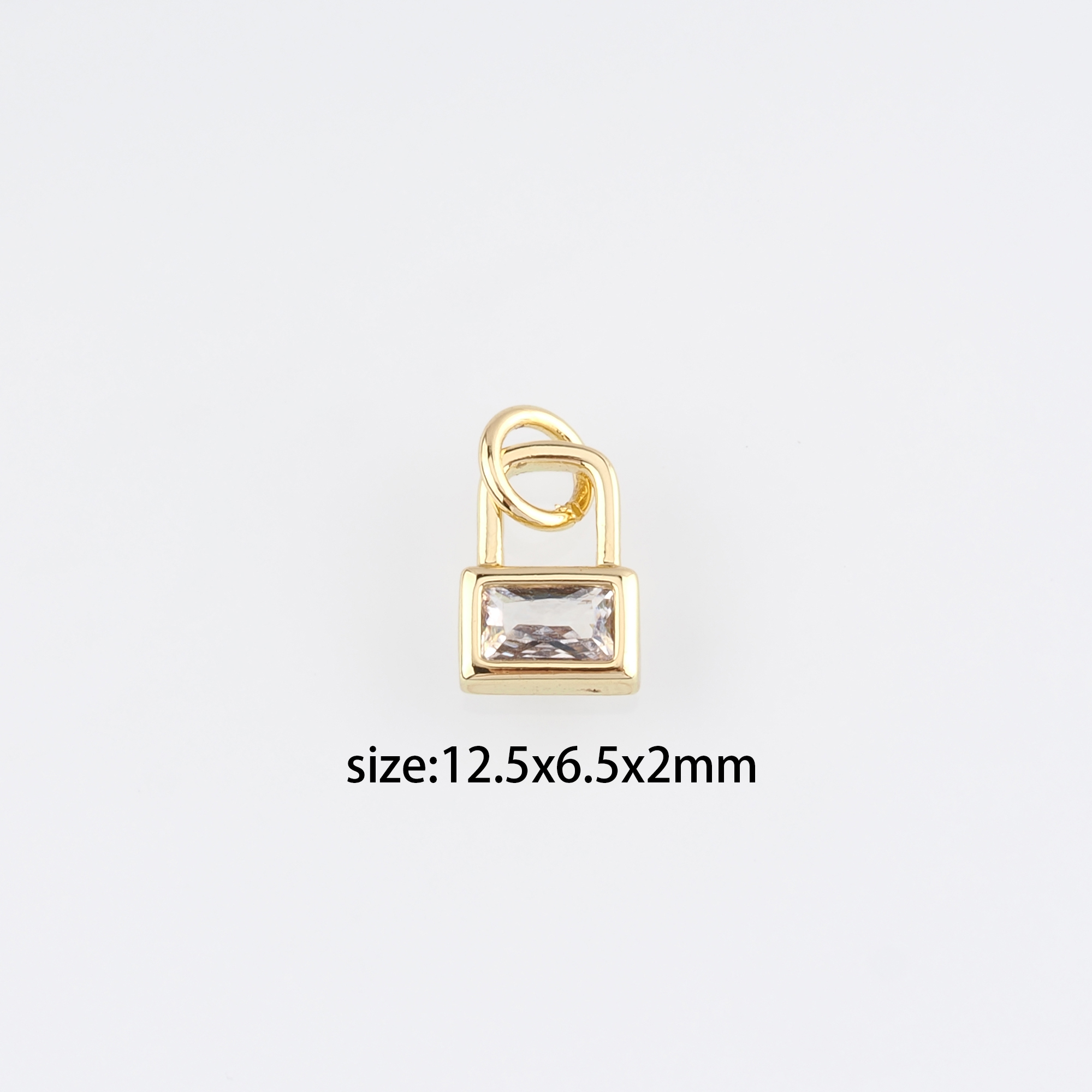 18K Gold Filled Lock Pendant,CZ Micro Pave Lock Charm Earrings Necklace for DIY Jewelry Making Supply