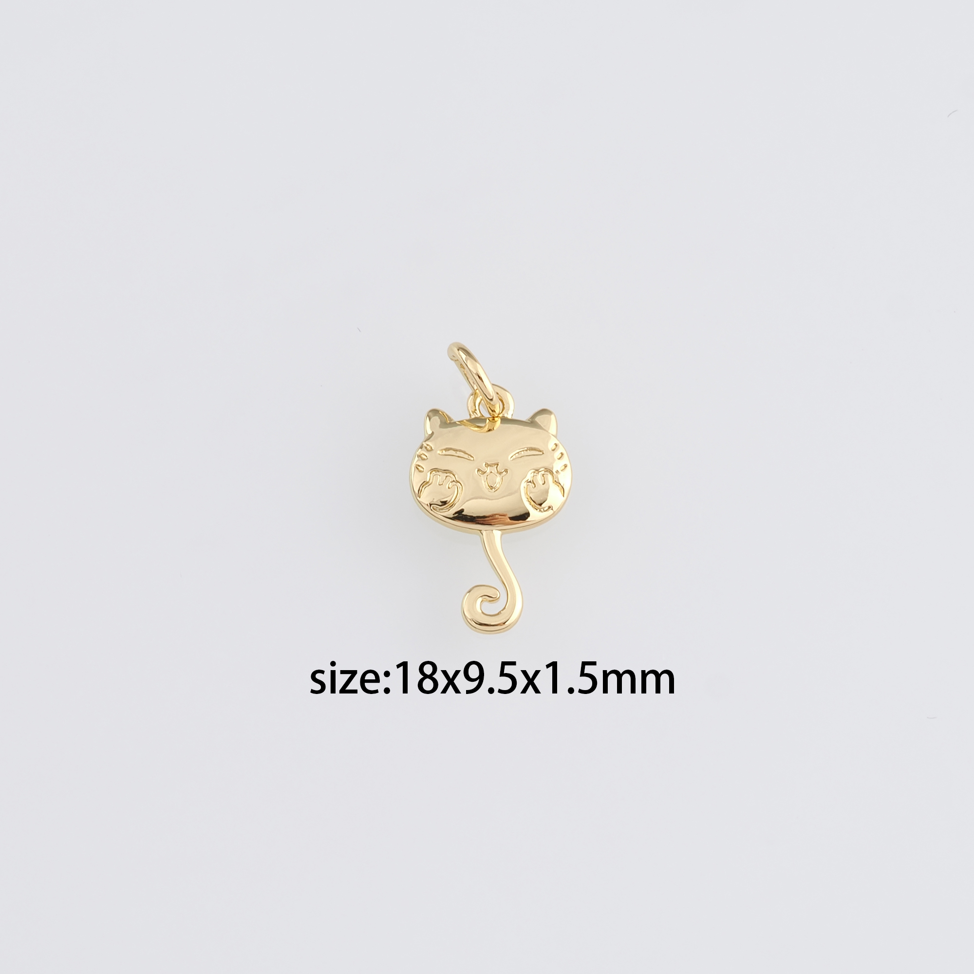 18K Gold Filled Cat Pendant,Animal Charm,Cat Earrings Necklace for DIY Jewelry Making Supply
