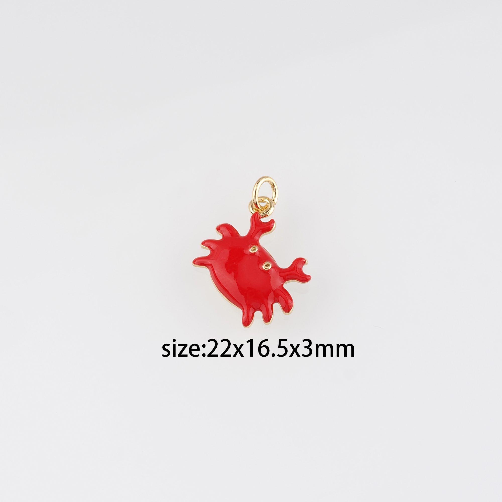 18K Gold Filled Crab Pendant,Enamel Crab Charm Earrings Necklace for DIY Jewelry Making Supply