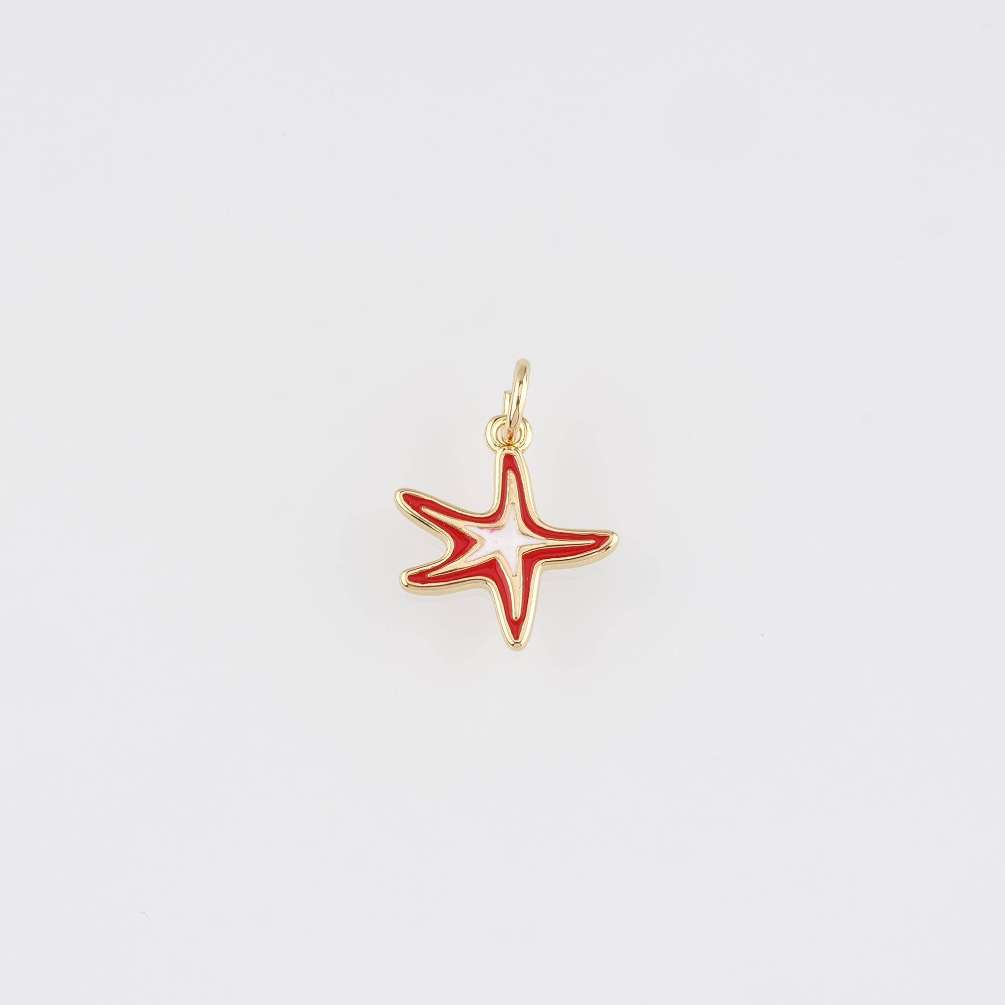 18K Gold Filled Starfish Pendant,Enamel Starfish Charm Earrings Necklace for DIY Jewelry Making Supply