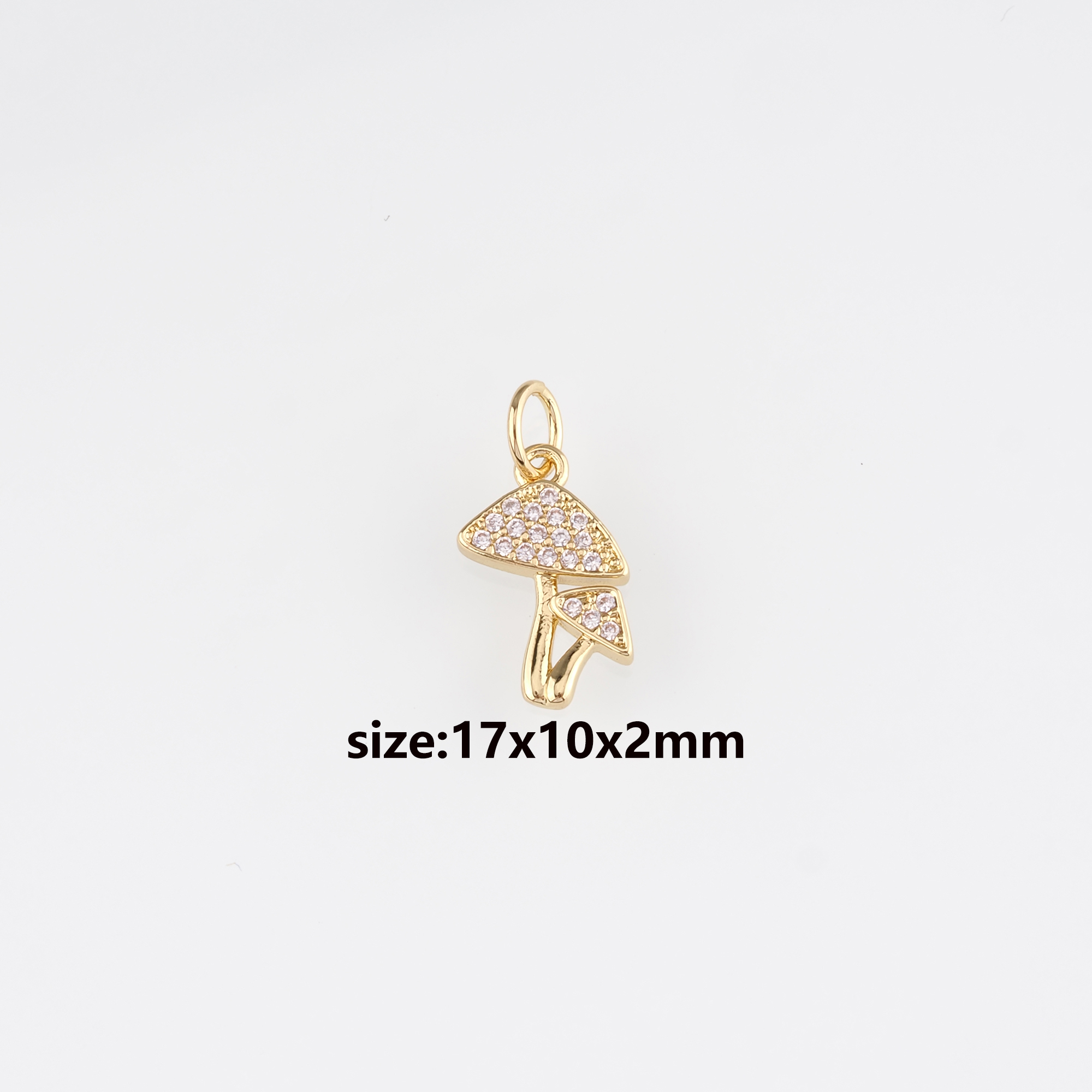 18K Gold Filled Mushroom Pendant,CZ Micro Pave Mushroom Charm Earrings Necklace for DIY Jewelry Making Supply
