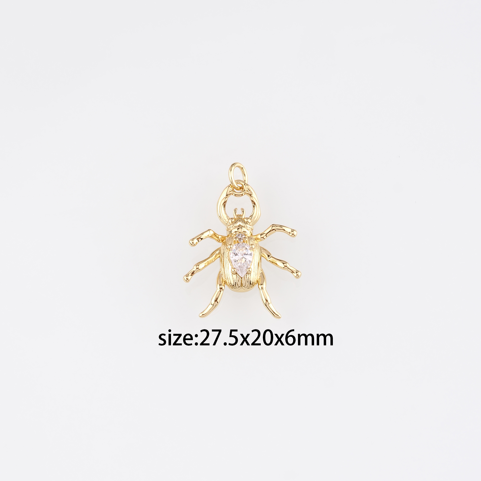 18K Gold Filled Beetle Pendant,CZ Micro Pave Insect Charm Earrings Necklace for DIY Jewelry Making Supply