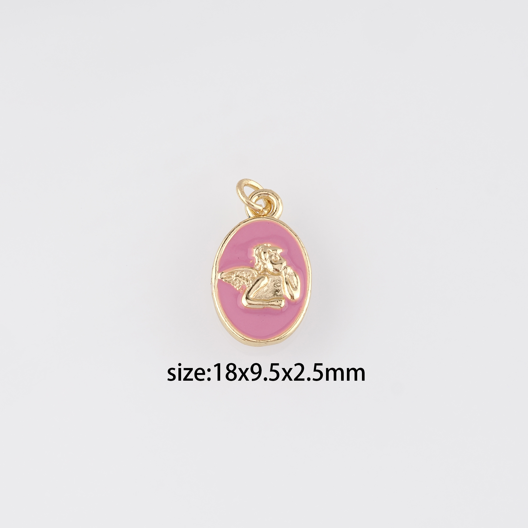 18K Gold Filled Angel Pendant,Enamel Angel Charm Earrings Necklace for DIY Jewelry Making Supply