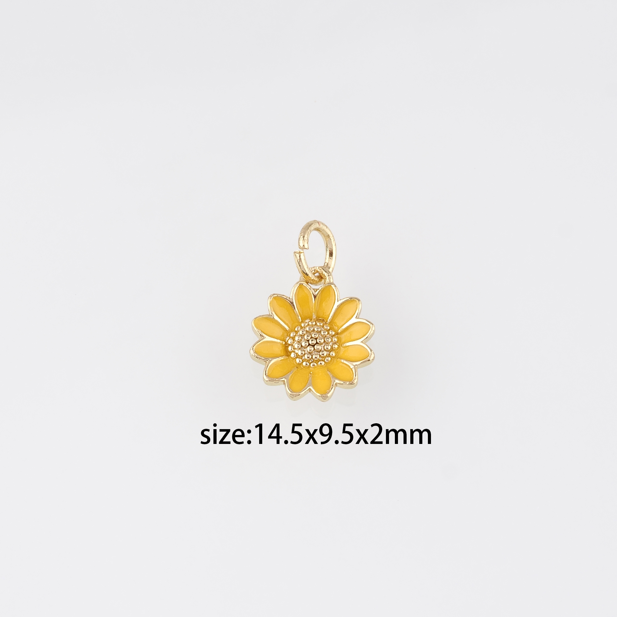 18K Gold Filled Daisy Pendant,Enamel Daisy Charm Earrings Necklace for DIY Jewelry Making Supply