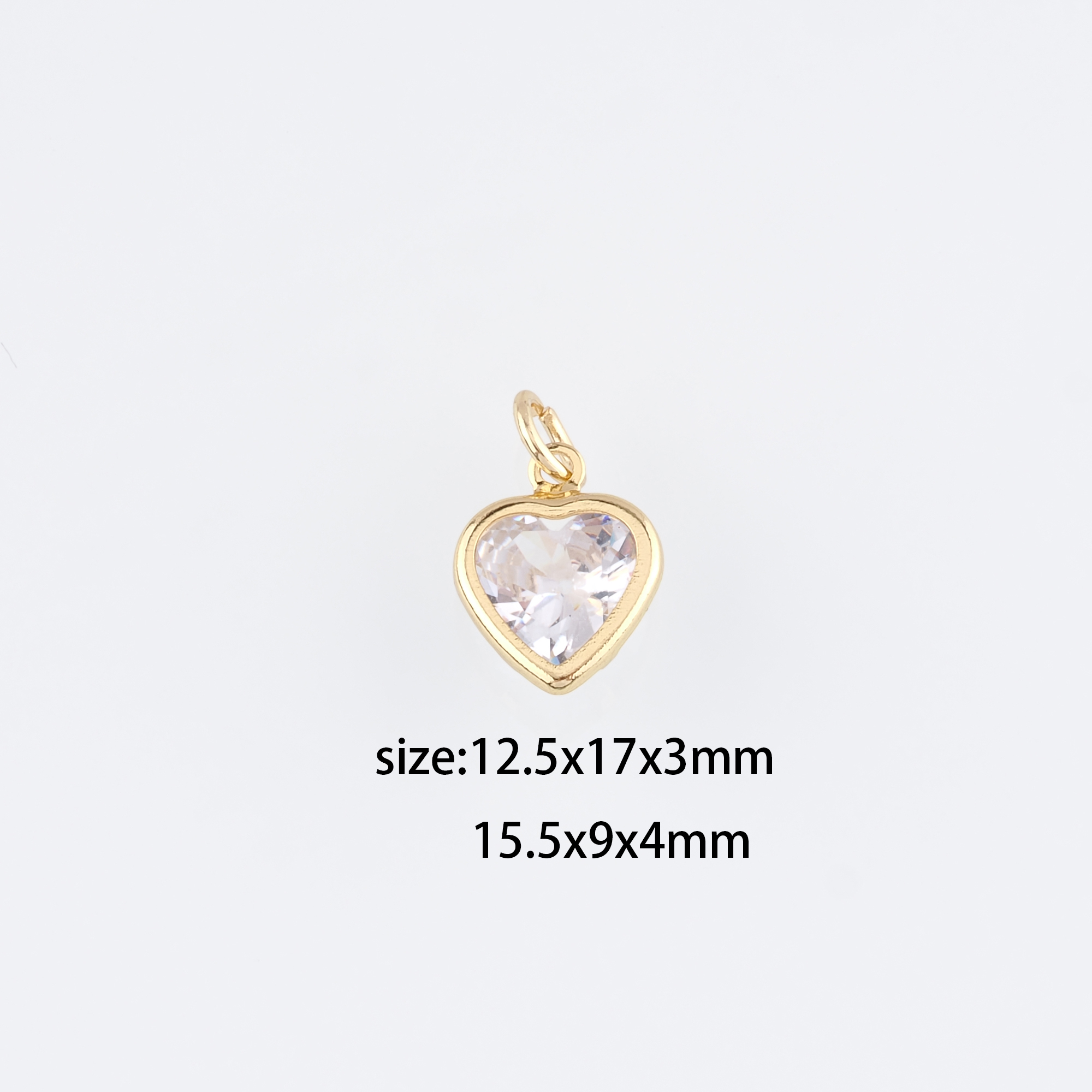 18K Gold Filled Heart Pendant,CZ Micro Pave Heart Charm Earrings Necklace for DIY Jewelry Making Supply