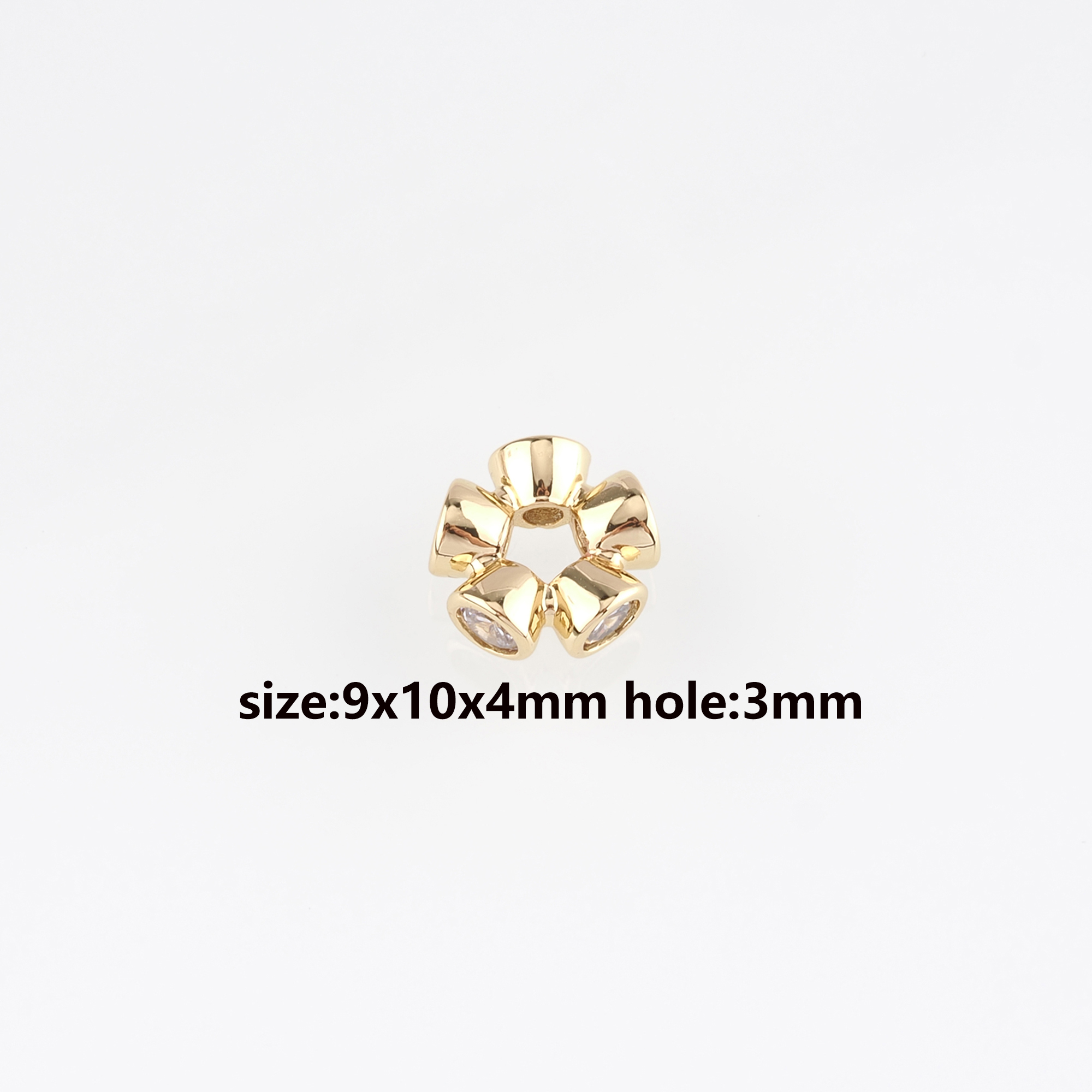 18K Gold Filled Round Spacer Beads,CZ Micro Pave Round Flat Bead for Bracelet Jewelry Necklace Making Supply