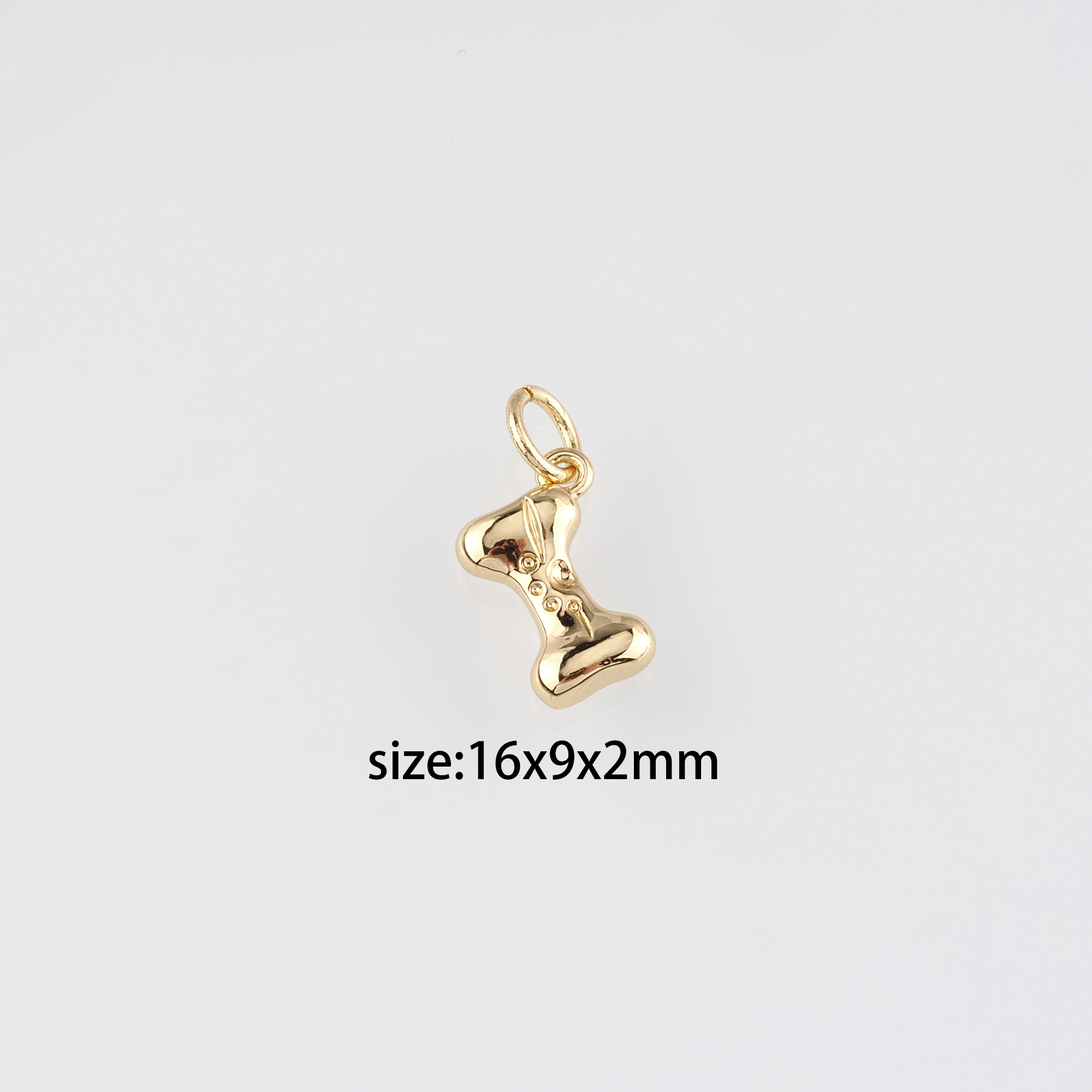 18K Gold Filled Bone Pendant,Dog Bone Charm Earrings Necklace for DIY Jewelry Making Supply