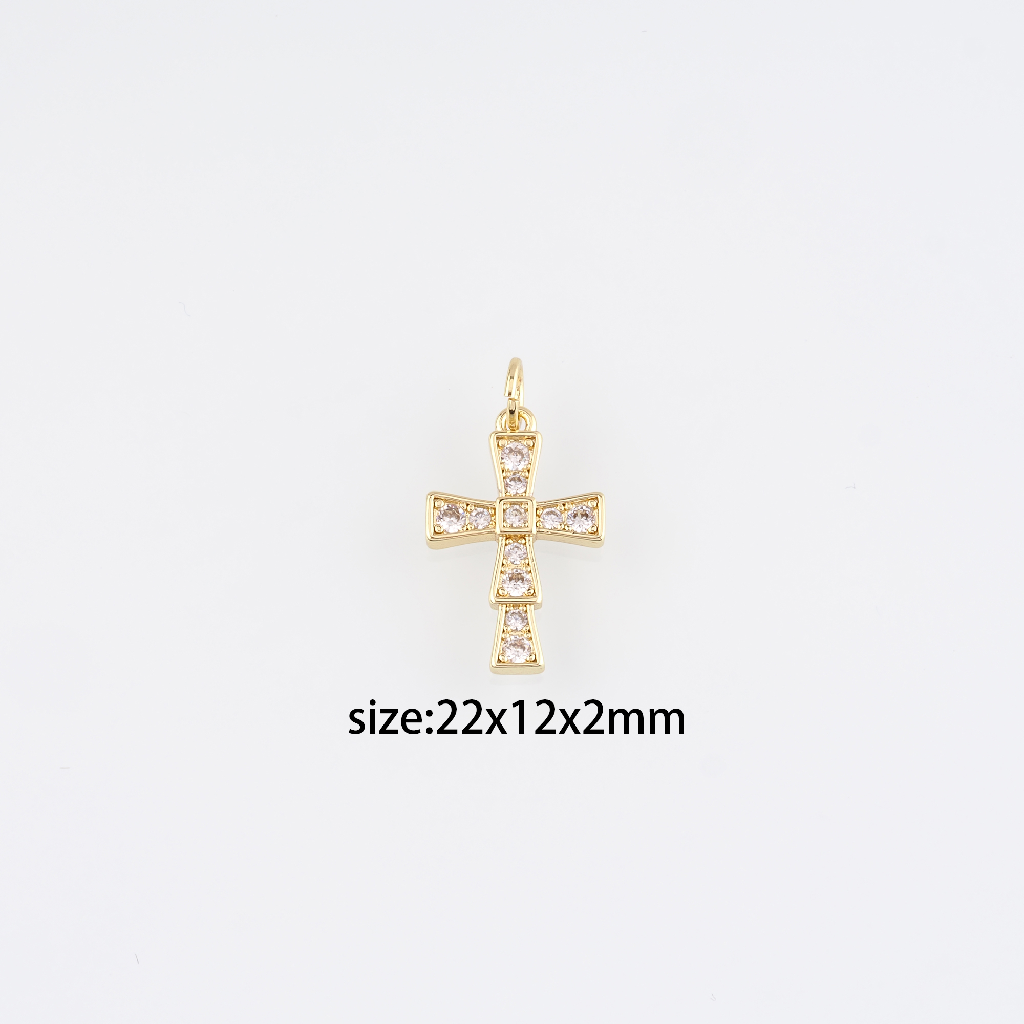 18K Gold Filled Cross Pendant,CZ Micro Pave Religious Charm Earrings Necklace for DIY Jewelry Making Supply