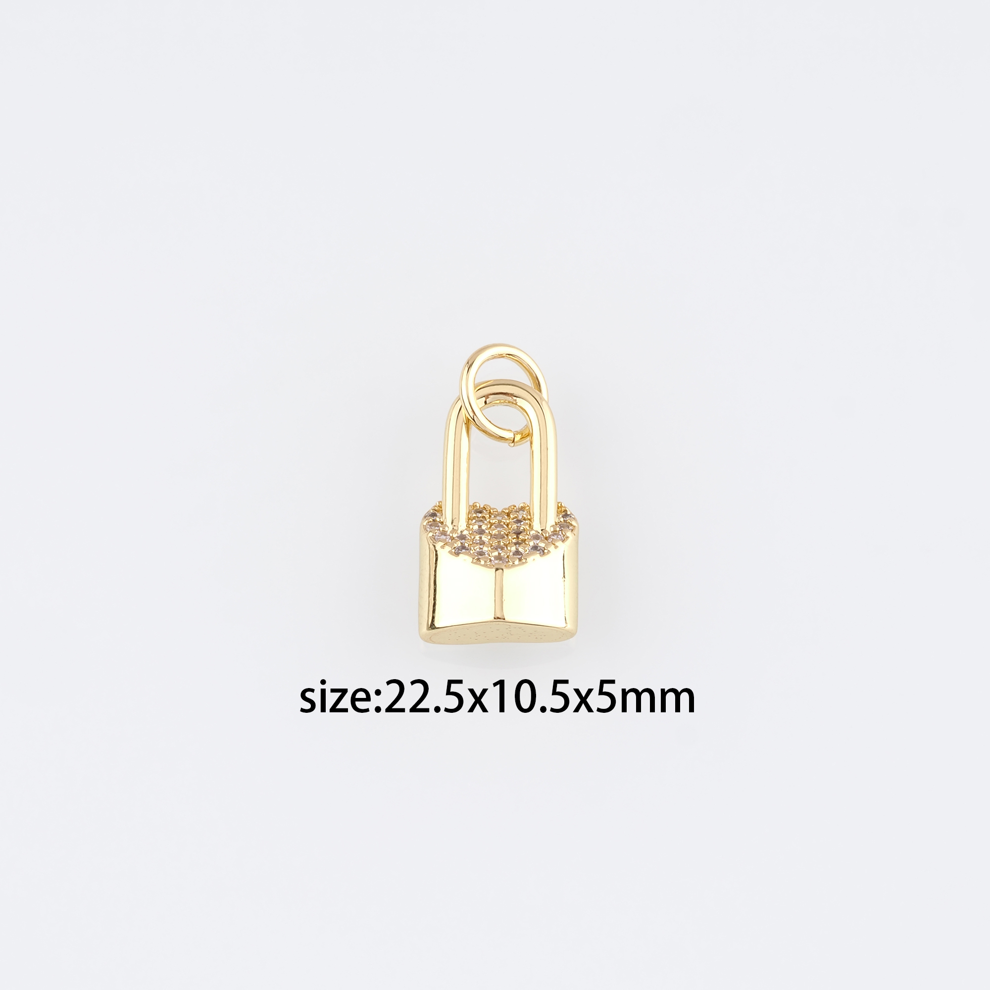 18K Gold Filled Lock Pendant,CZ Micro Pave Lock Charm Earrings Necklace for DIY Jewelry Making Supply