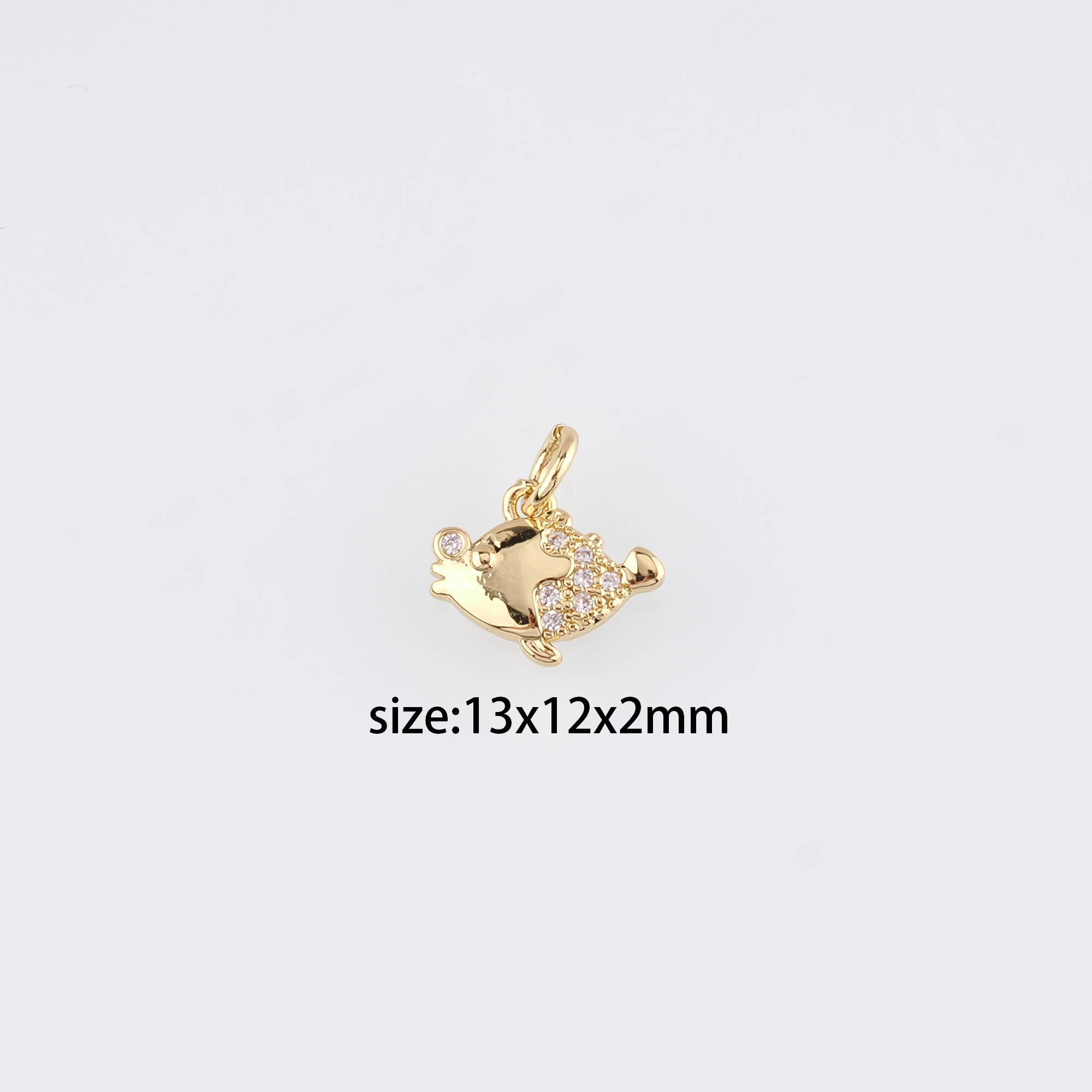 18K Gold Filled Fish Pendant,CZ Fish Charm Earrings Necklace for DIY Jewelry Making Supply