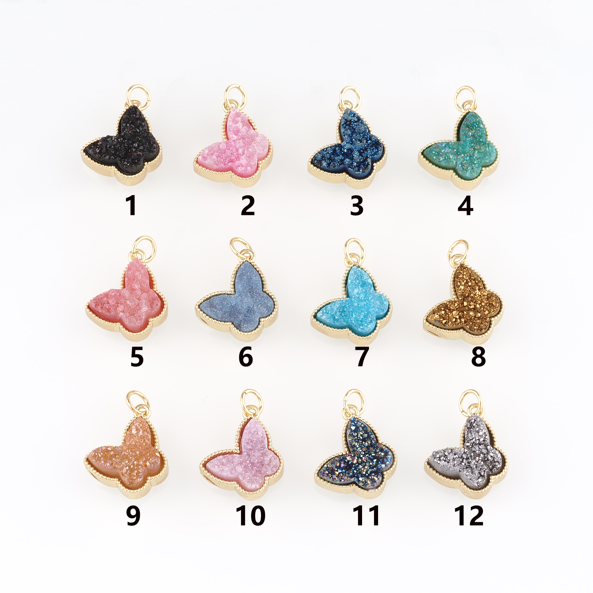 18K Gold Filled Butterfly Pendant,Insect Butterfly Charm Earrings Necklace for DIY Jewelry Making Supply