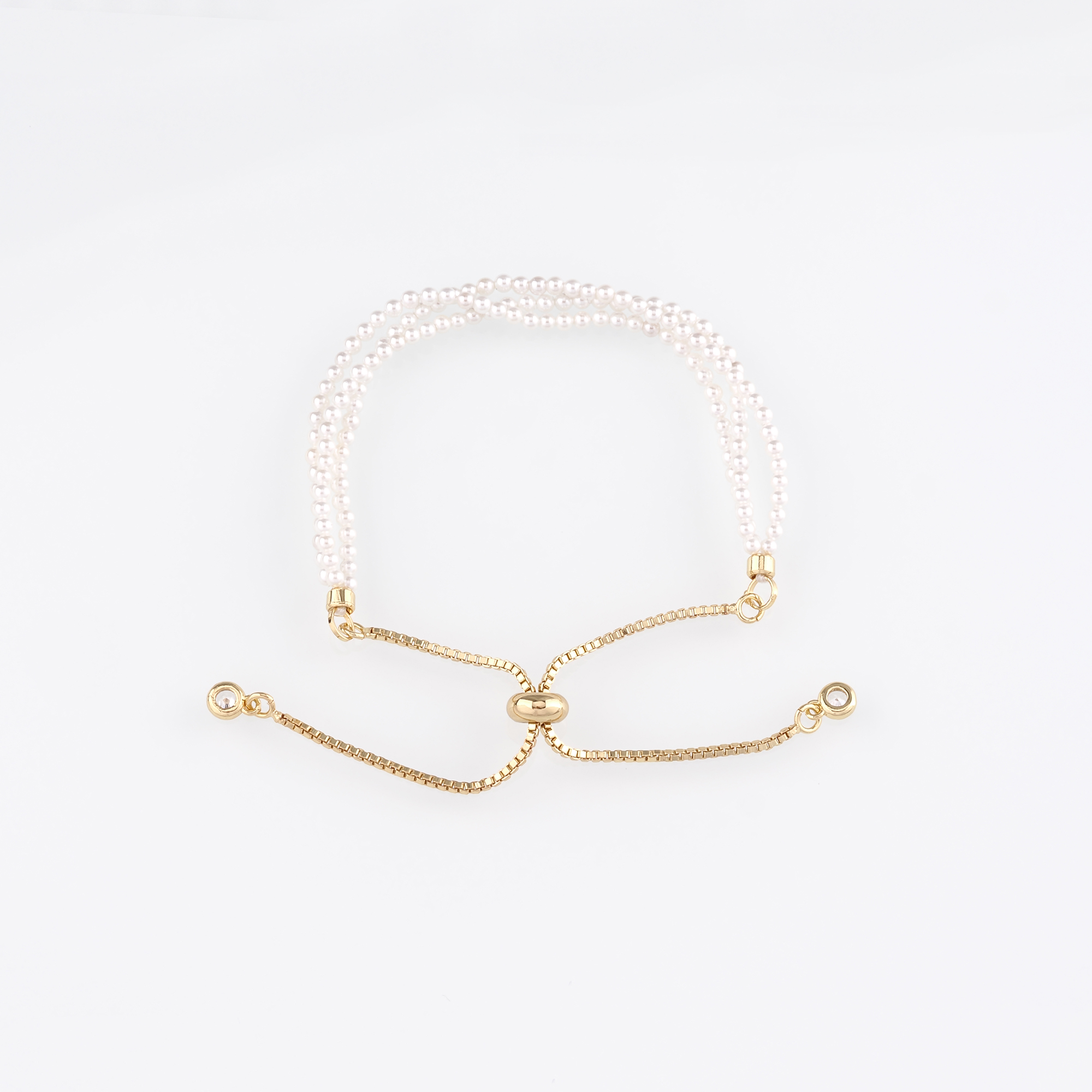 18K Gold Filled Pearl Beaded Chain Bracelet,Bead Bracelet,Adjustable Bracelet,Gift For Her