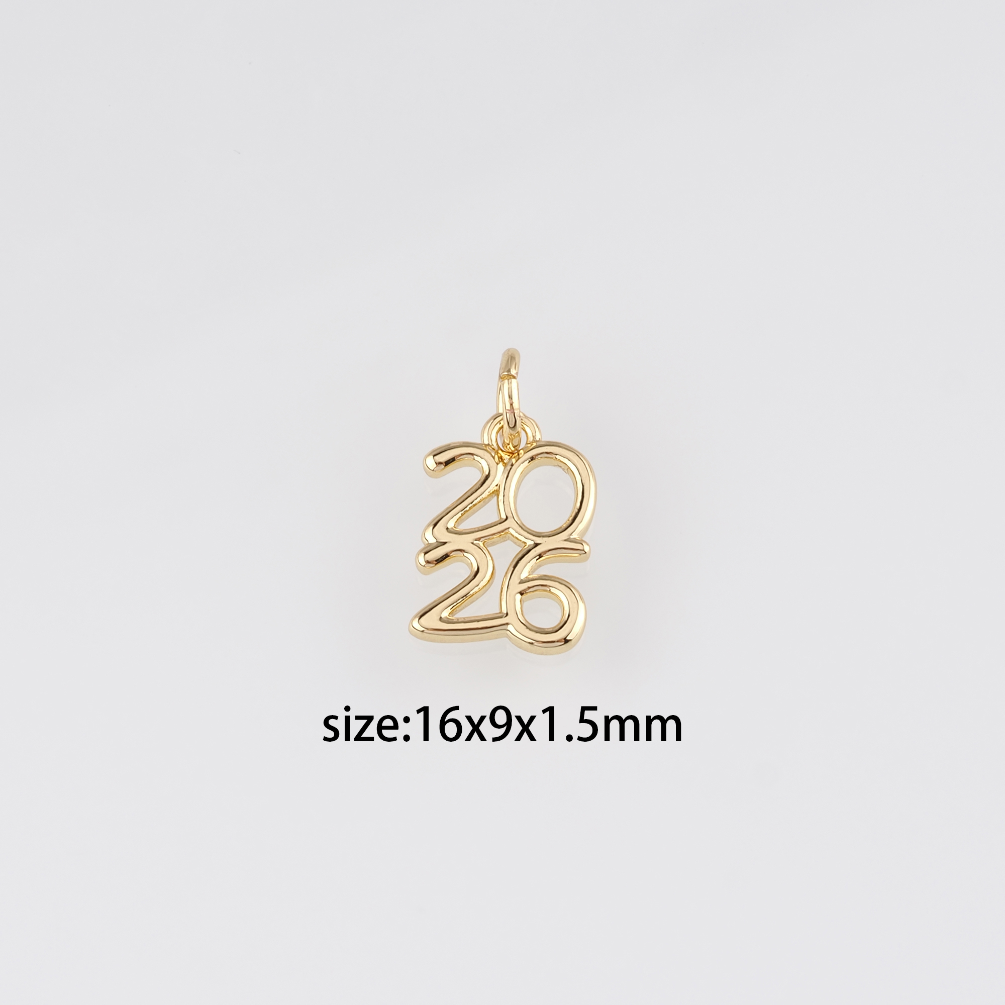 18K Gold Filled Year 2026 Pendant,Dainty 2026 Number Charm Earrings Necklace for DIY Jewelry Making Supply