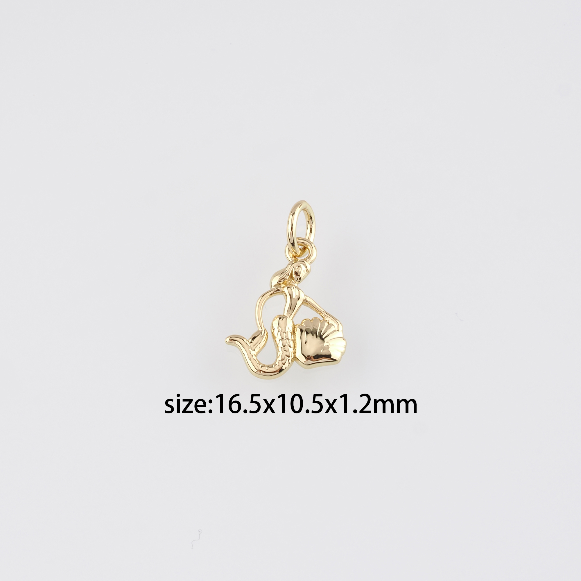 18K Gold Filled Mermaid Pendant,Dainty Mermaid Charm Earrings Necklace for DIY Jewelry Making Supply