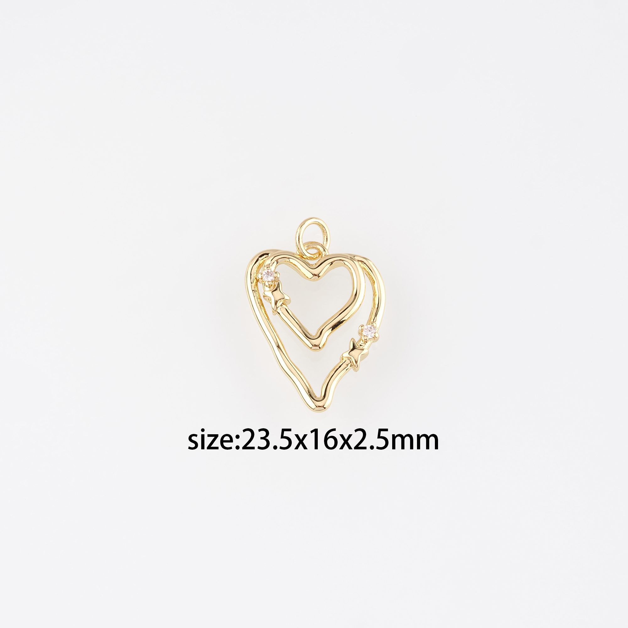 18K Gold Filled Heart Pendant,CZ Micro Pave Heart Charm Earrings Necklace for DIY Jewelry Making Supply
