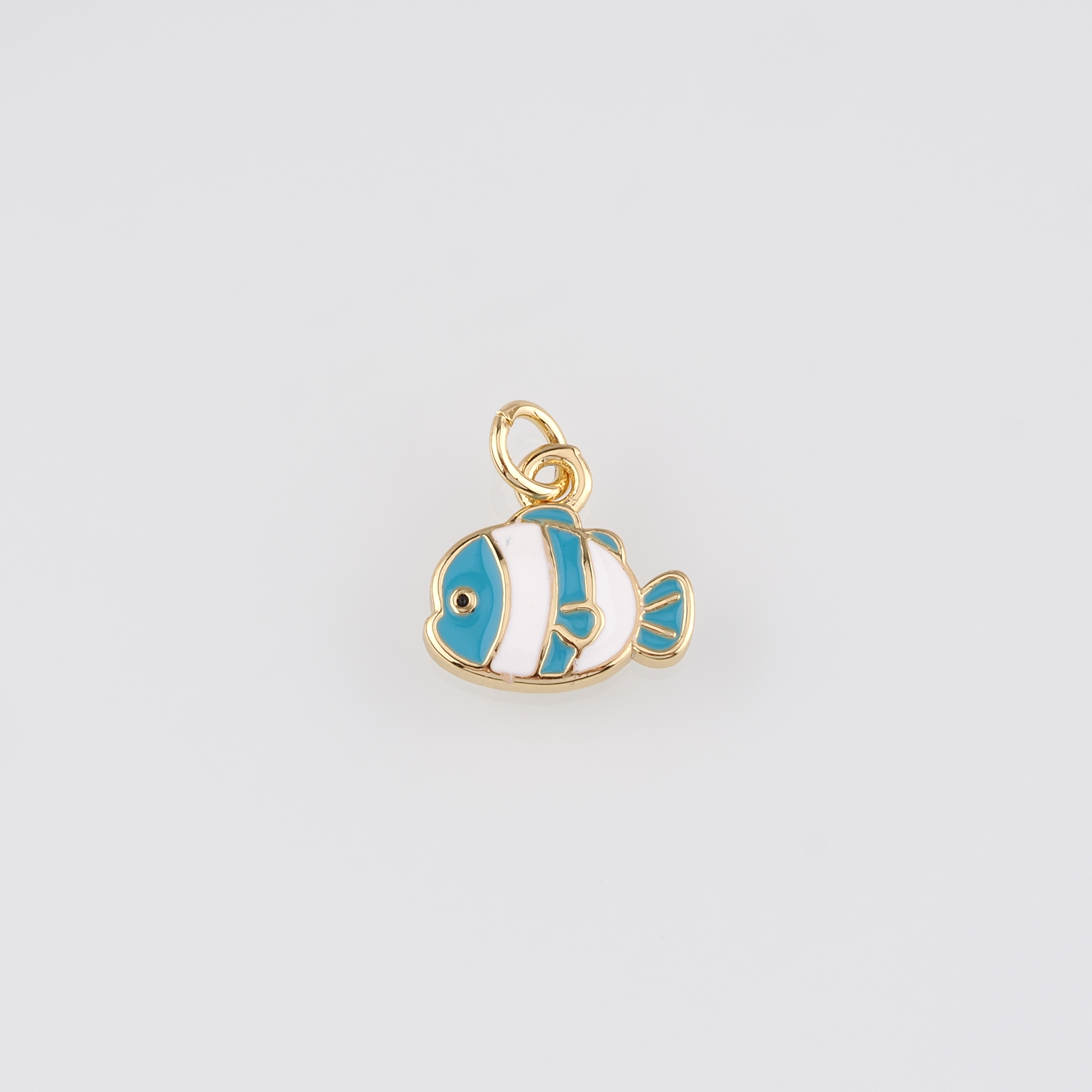 18K Gold Filled Clownfish Pendant,Enamel Fish Charm Earrings Necklace for DIY Jewelry Making Supply