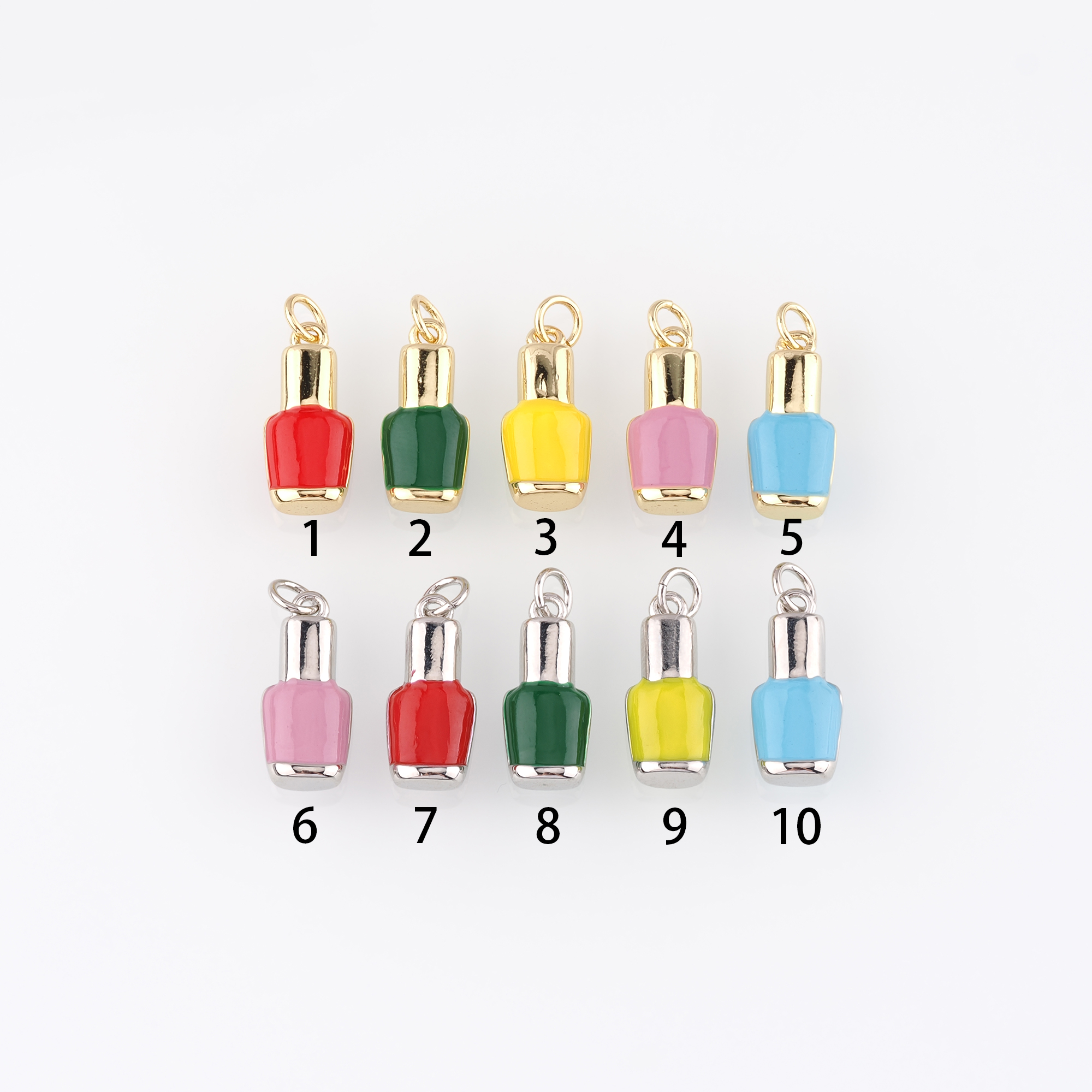 18K Gold Filled Nail Polish Pendant,Enamel Nail Polish Charm Earrings Necklace for DIY Jewelry Making Supply