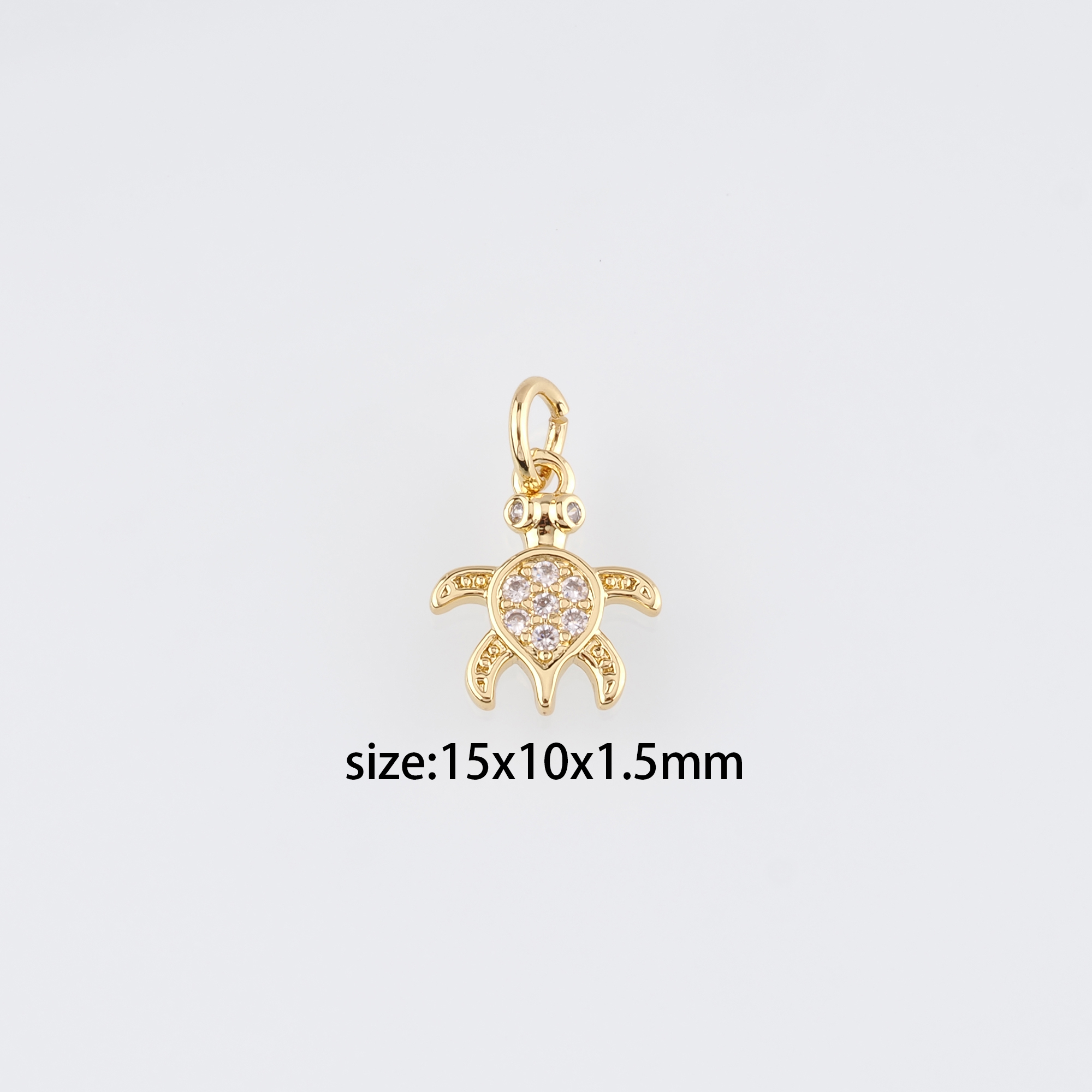 18K Gold Filled Turtle Pendant,CZ Micro Pave Turtle Charm Earrings Necklace for DIY Jewelry Making Supply