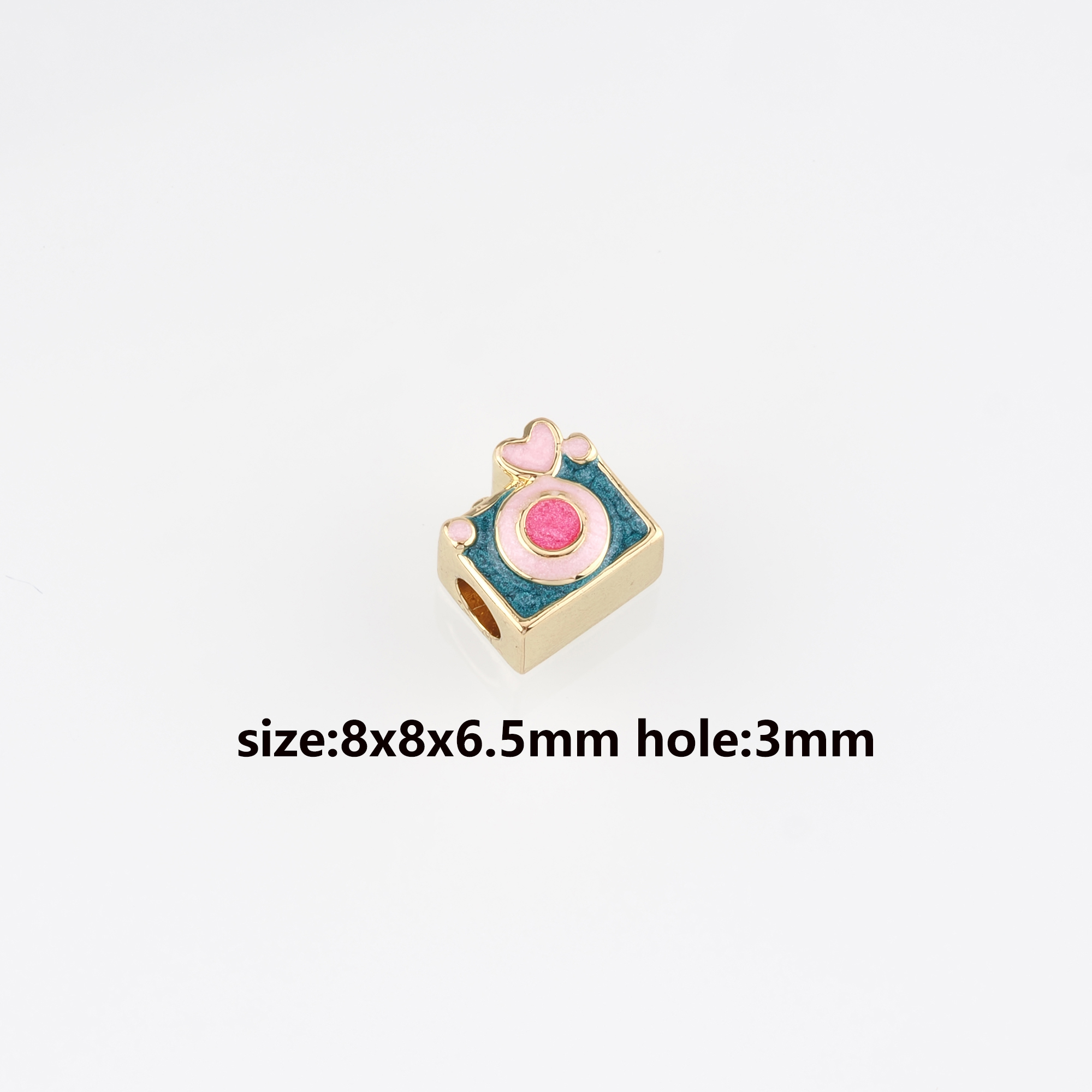 18K Gold Filled Camera Spacer Beads,Enamel Camera Bead for Bracelet Jewelry Necklace Making Supply