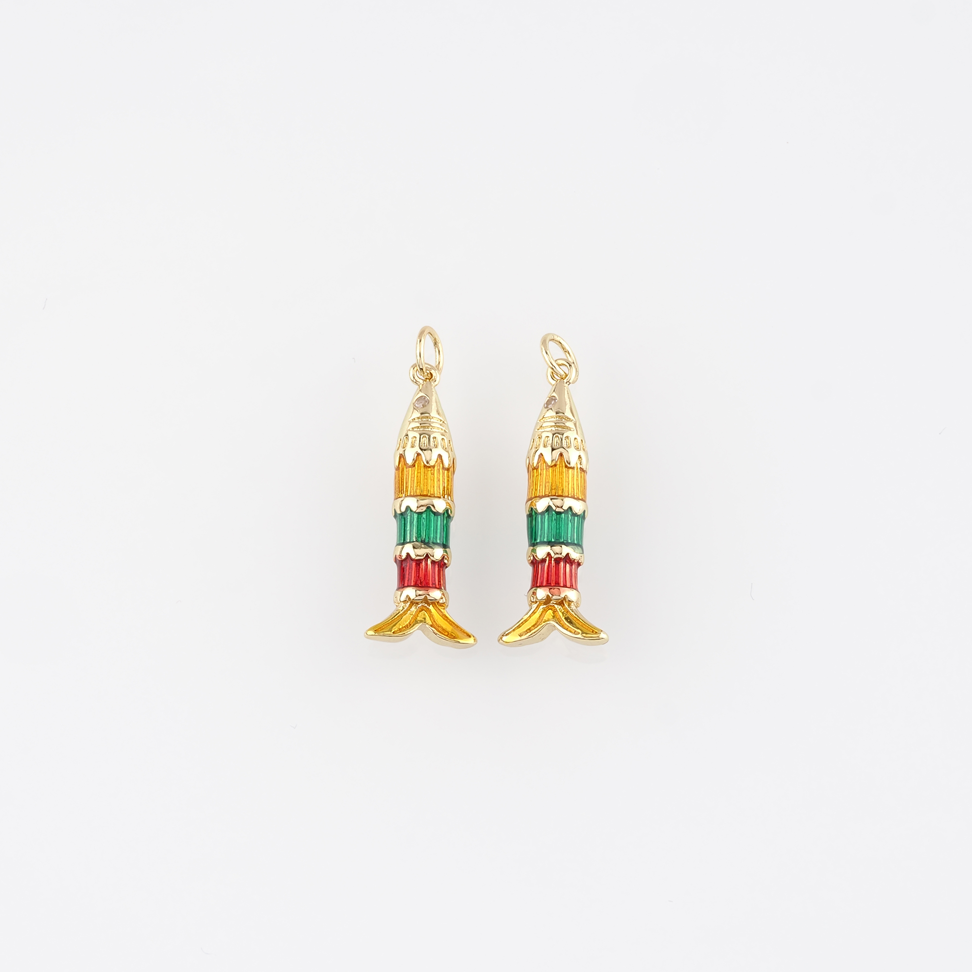 18K Gold Filled Fish Pendant,Ocean Fish Charm Earrings Necklace for DIY Jewelry Making Supply