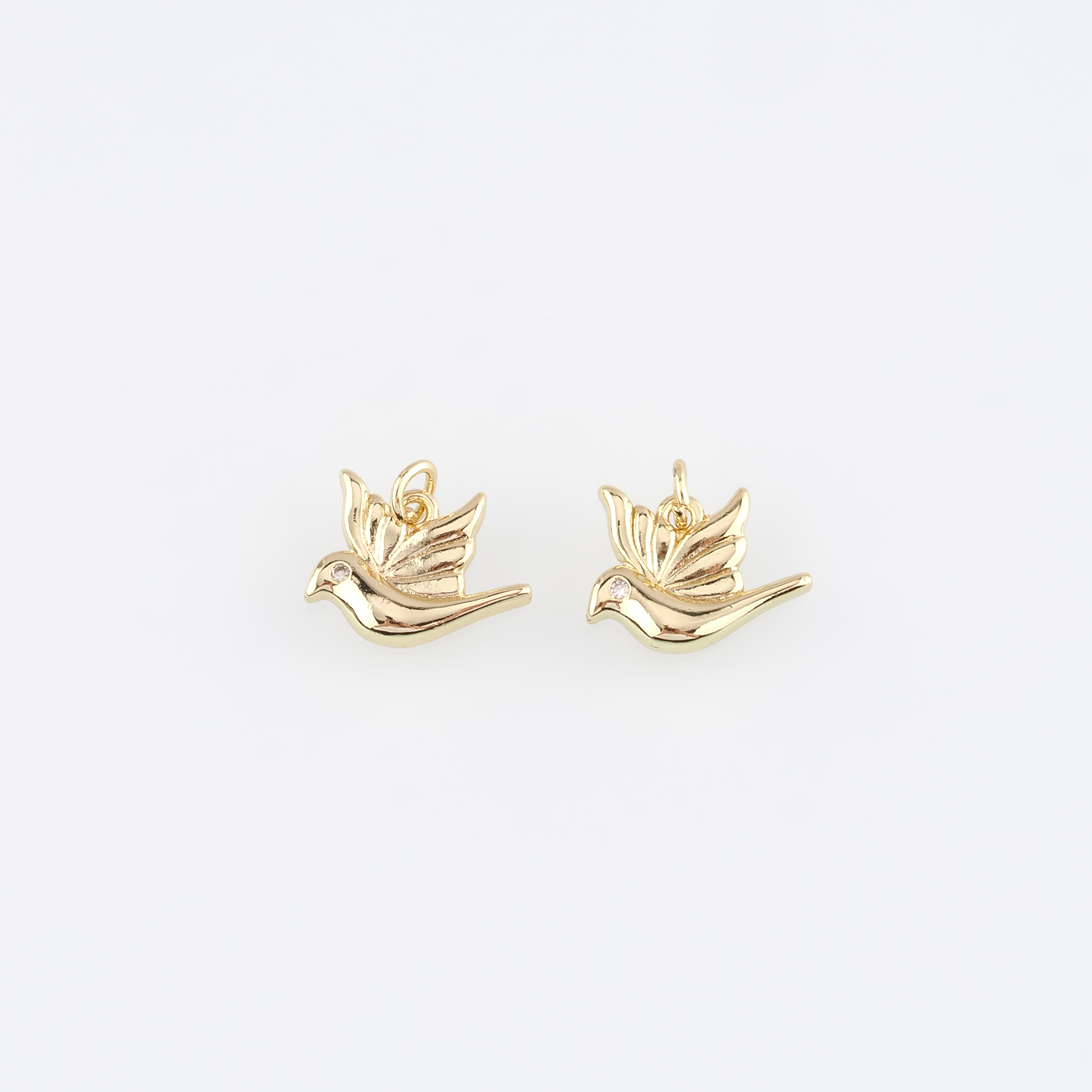 18K Gold Filled Dove Pendant,Dainty Peace Dove Charm Earrings Necklace for DIY Jewelry Making Supply