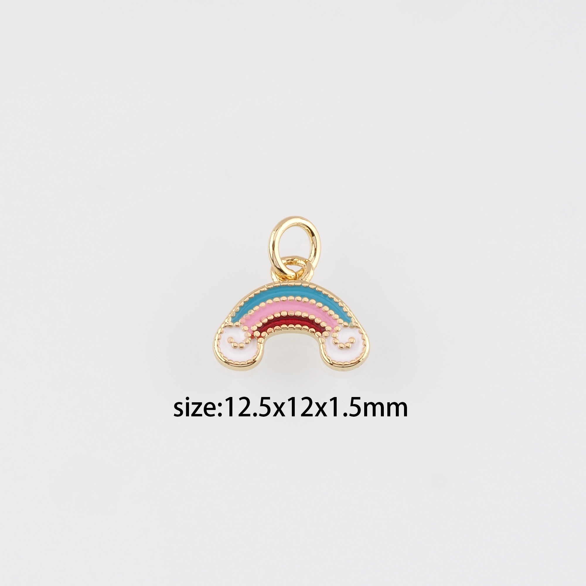18K Gold Filled Rainbow Pendant,Enamel Rainbow Charm Earrings Necklace for DIY Jewelry Making Supply