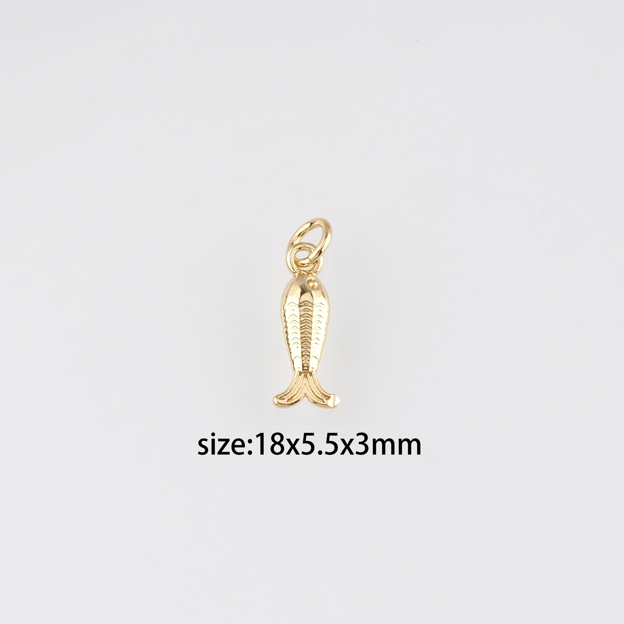 18K Gold Filled Fish Pendant,Ocean Fish Charm Earrings Necklace for DIY Jewelry Making Supply