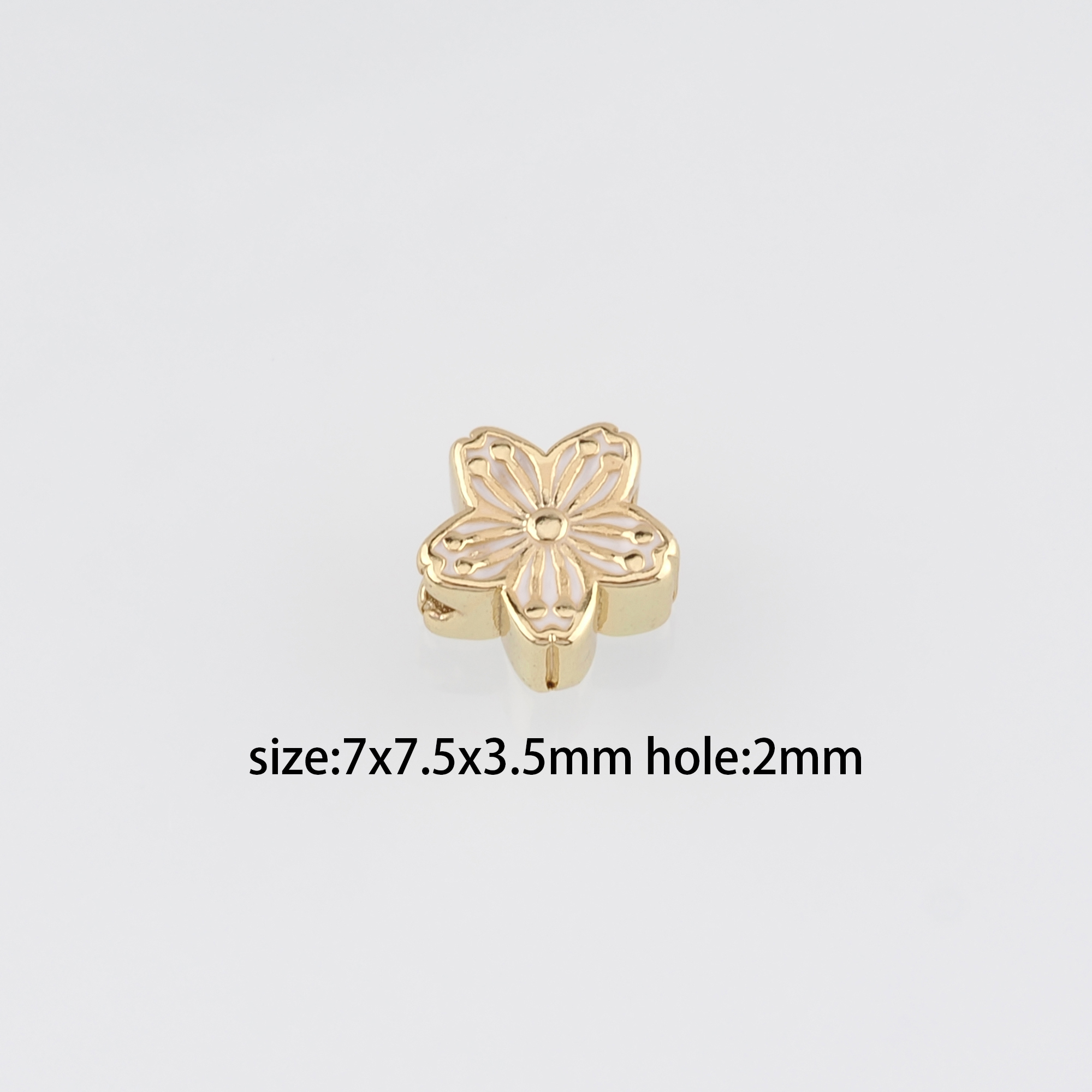 18K Gold Filled Flower Spacer Beads,Enamel Flower Bead for Bracelet Jewelry Necklace Making Supply