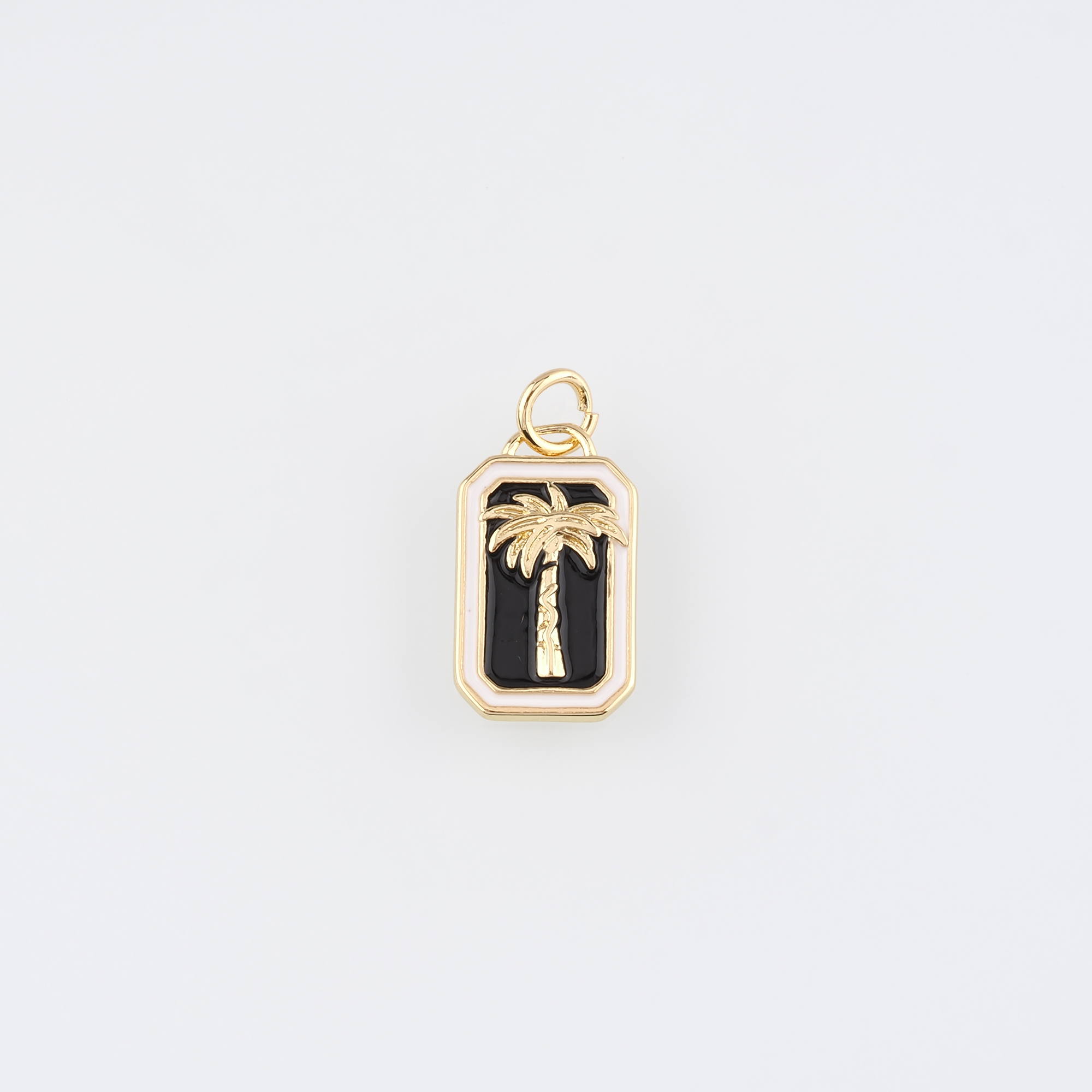 18K Gold Filled Coconut Tree Pendant,Enamel Palm Tree Charm Earrings Necklace for DIY Jewelry Making Supply