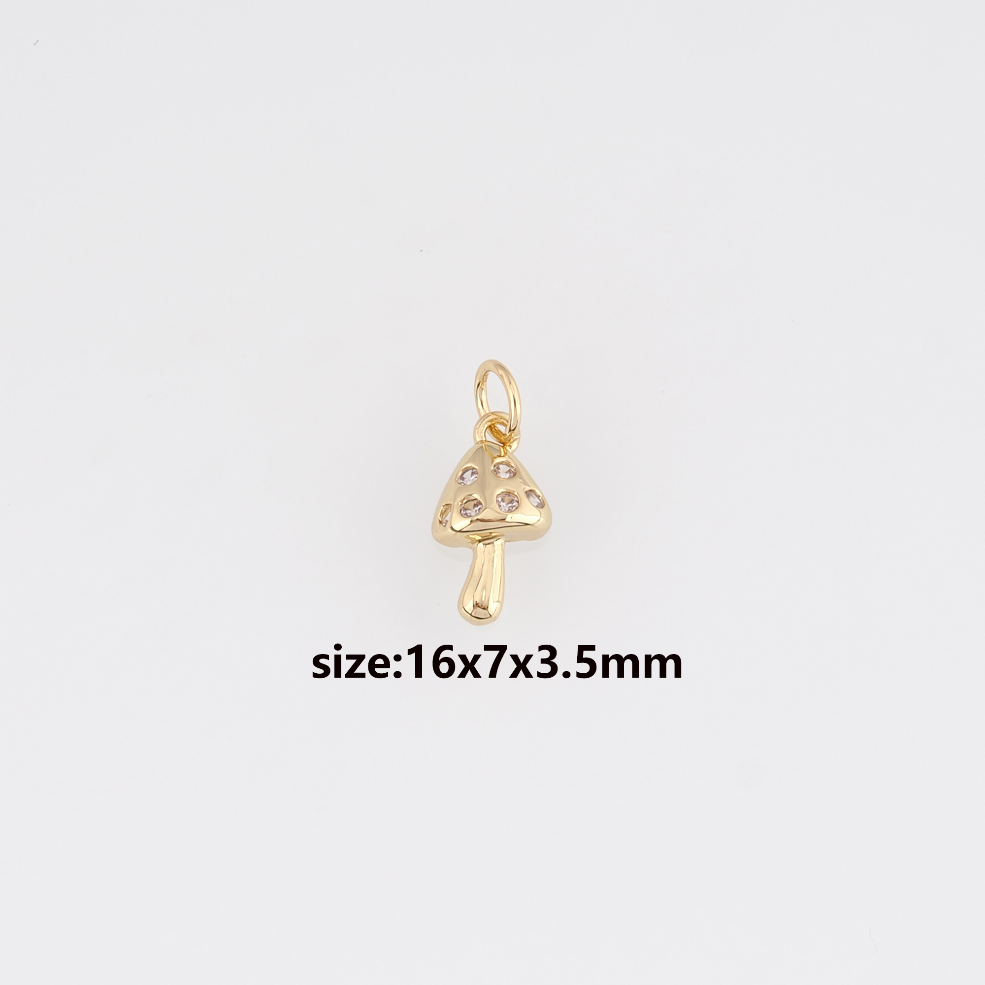 18K Gold Filled Mushroom Pendant,CZ Micro Pave Mushroom Charm Earrings Necklace for DIY Jewelry Making Supply