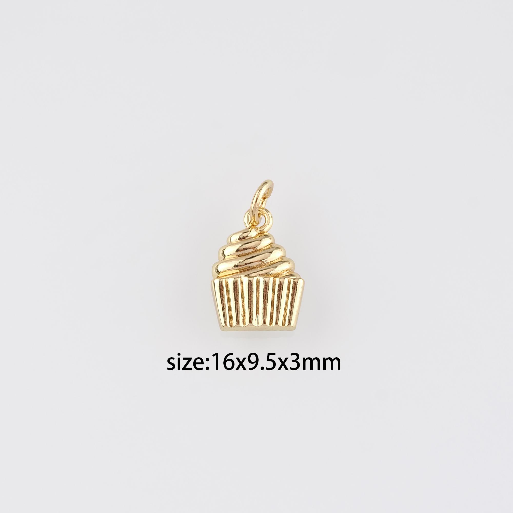 18K Gold Filled Cake Pendant,Cupcake Charm Earrings Necklace for DIY Jewelry Making Supply