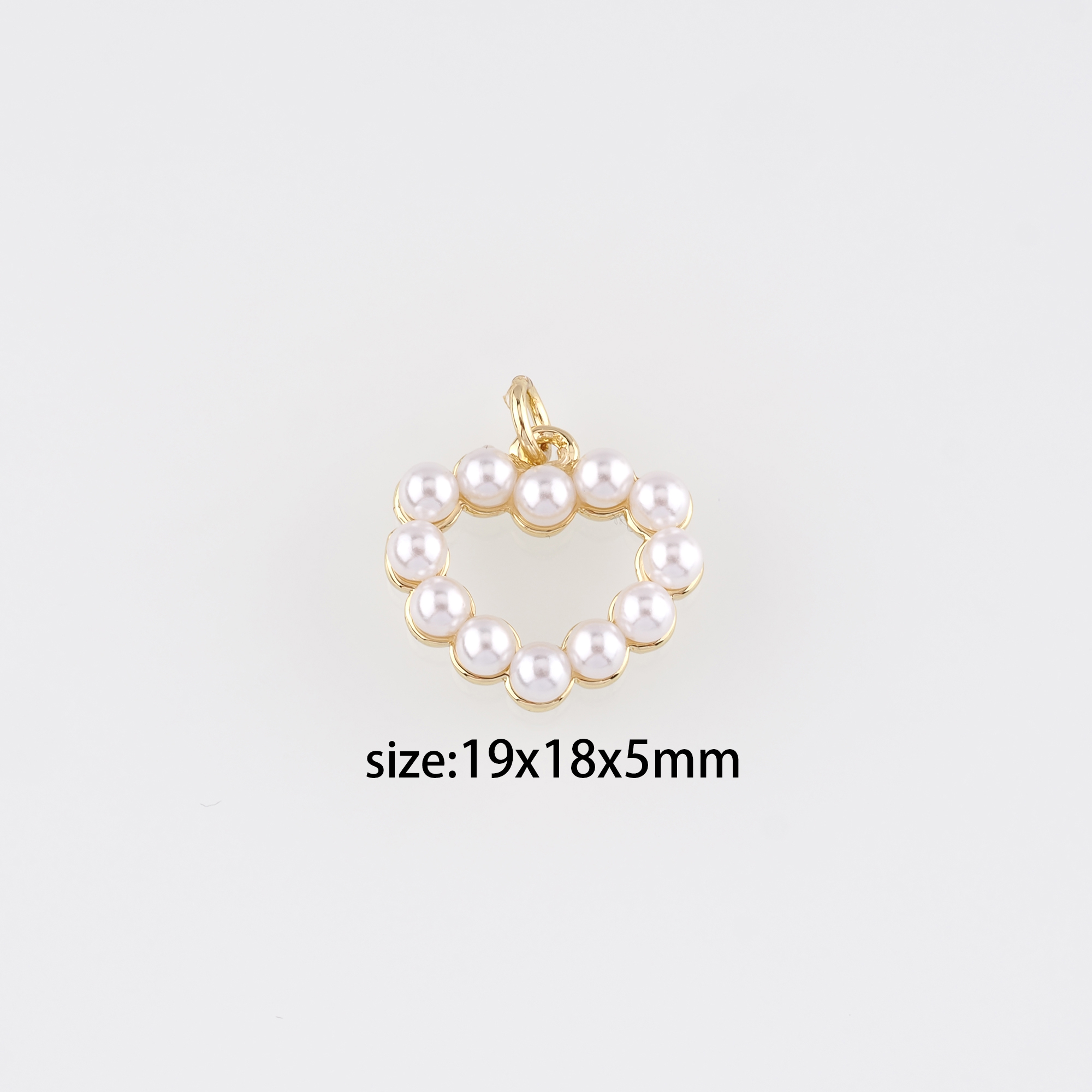 18K Gold Filled Heart Pendant,Pearl Heart Charm Earrings Necklace for DIY Jewelry Making Supply