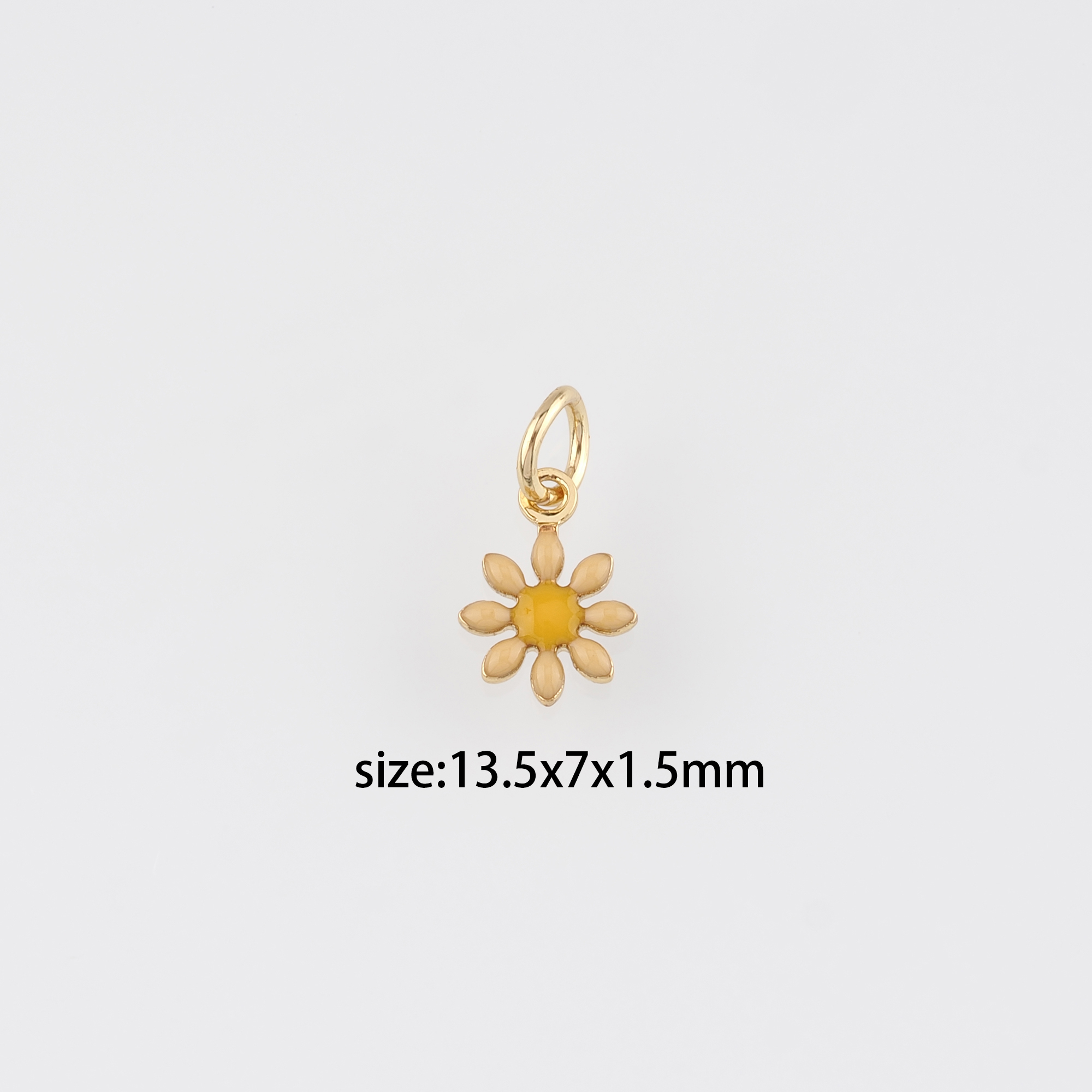 18K Gold Filled Daisy Pendant,Enamel Daisy Charm Earrings Necklace for DIY Jewelry Making Supply