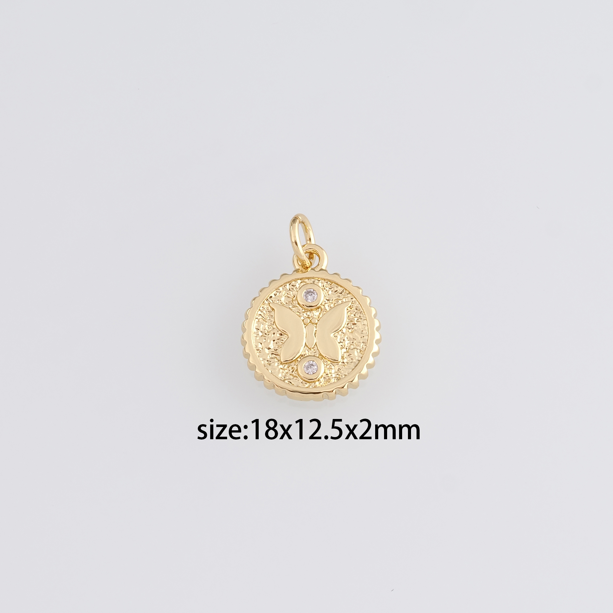 18K Gold Filled Butterfly Pendant,CZ Micro Pave Butterfly Charm Earrings Necklace for DIY Jewelry Making Supply