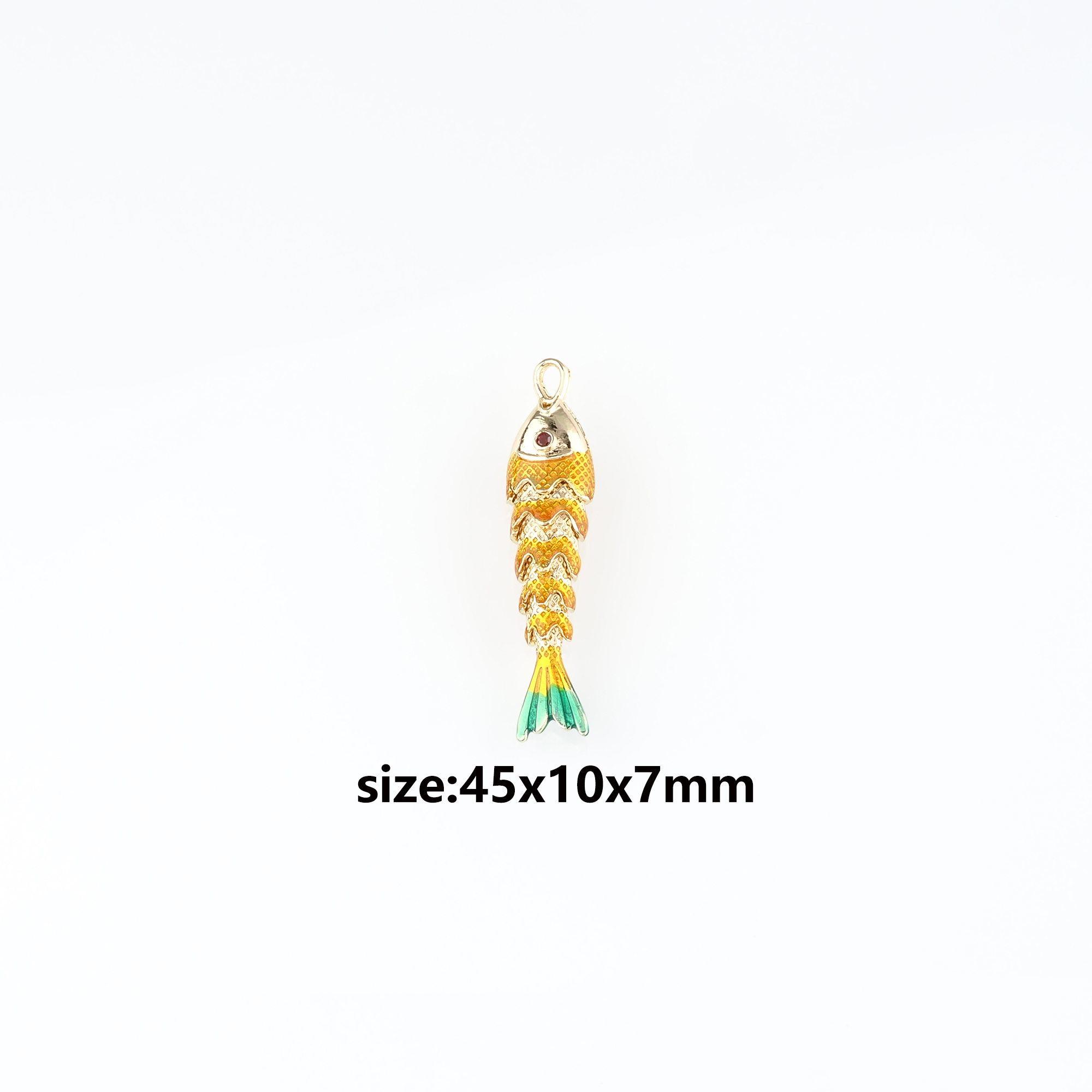 18K Gold Filled Fish Pendant,Enamel Ocean Fish Charm Earrings Necklace for DIY Jewelry Making Supply