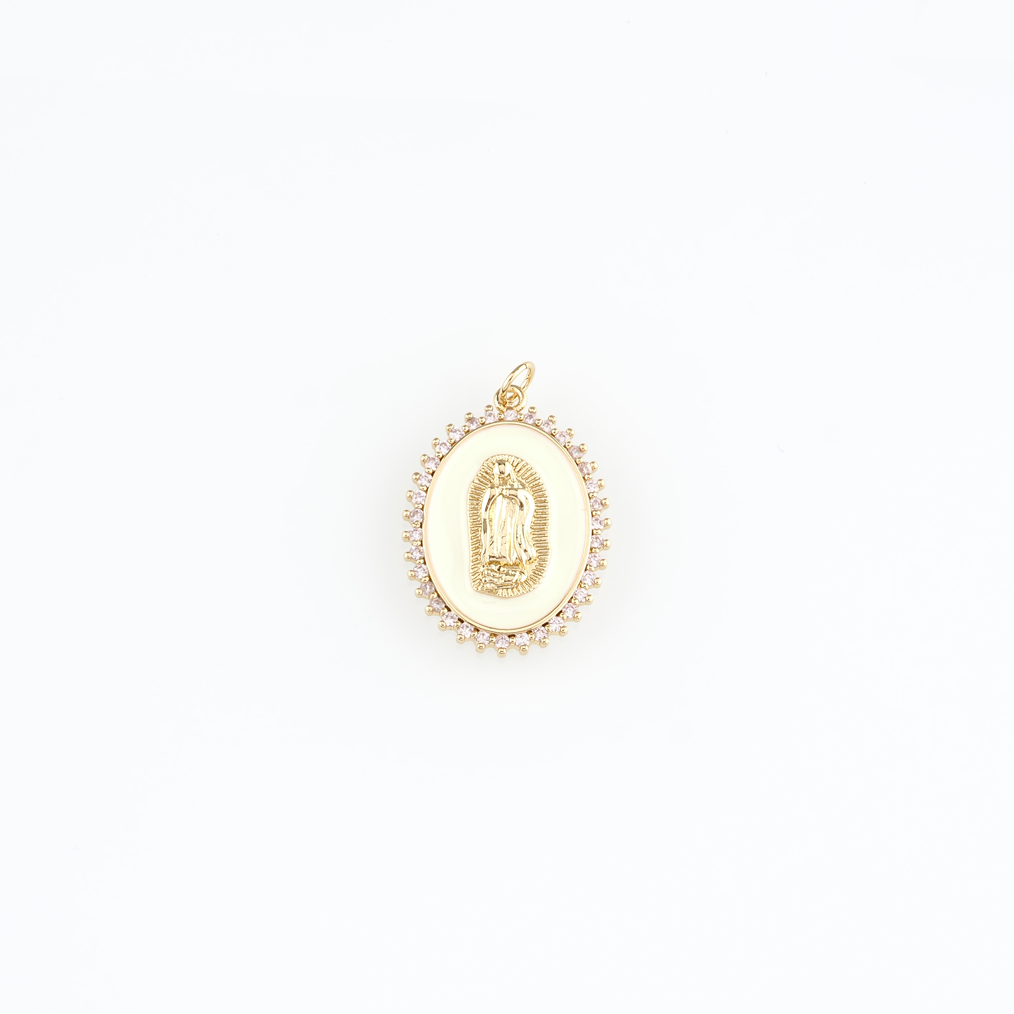 18K Gold Filled Virgin Mary Pendant,Enamel Religious Charm Earrings Necklace for DIY Jewelry Making Supply
