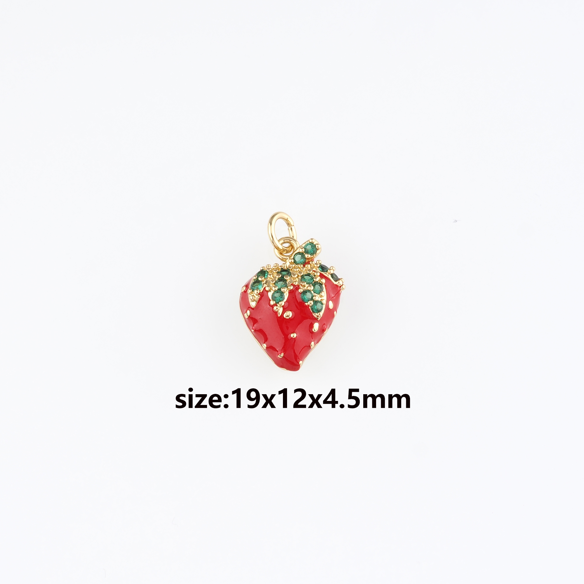 18K Gold Filled Strawberry Pendant,Enamel Strawberry Charm Earrings Necklace for DIY Jewelry Making Supply