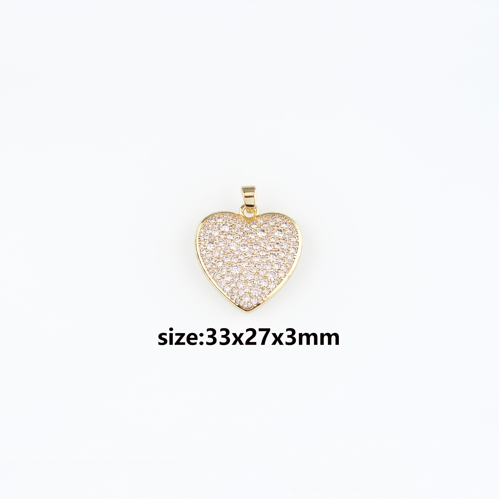 18K Gold Filled Heart Pendant,CZ Micro Pave Heart Charm Earrings Necklace for DIY Jewelry Making Supply