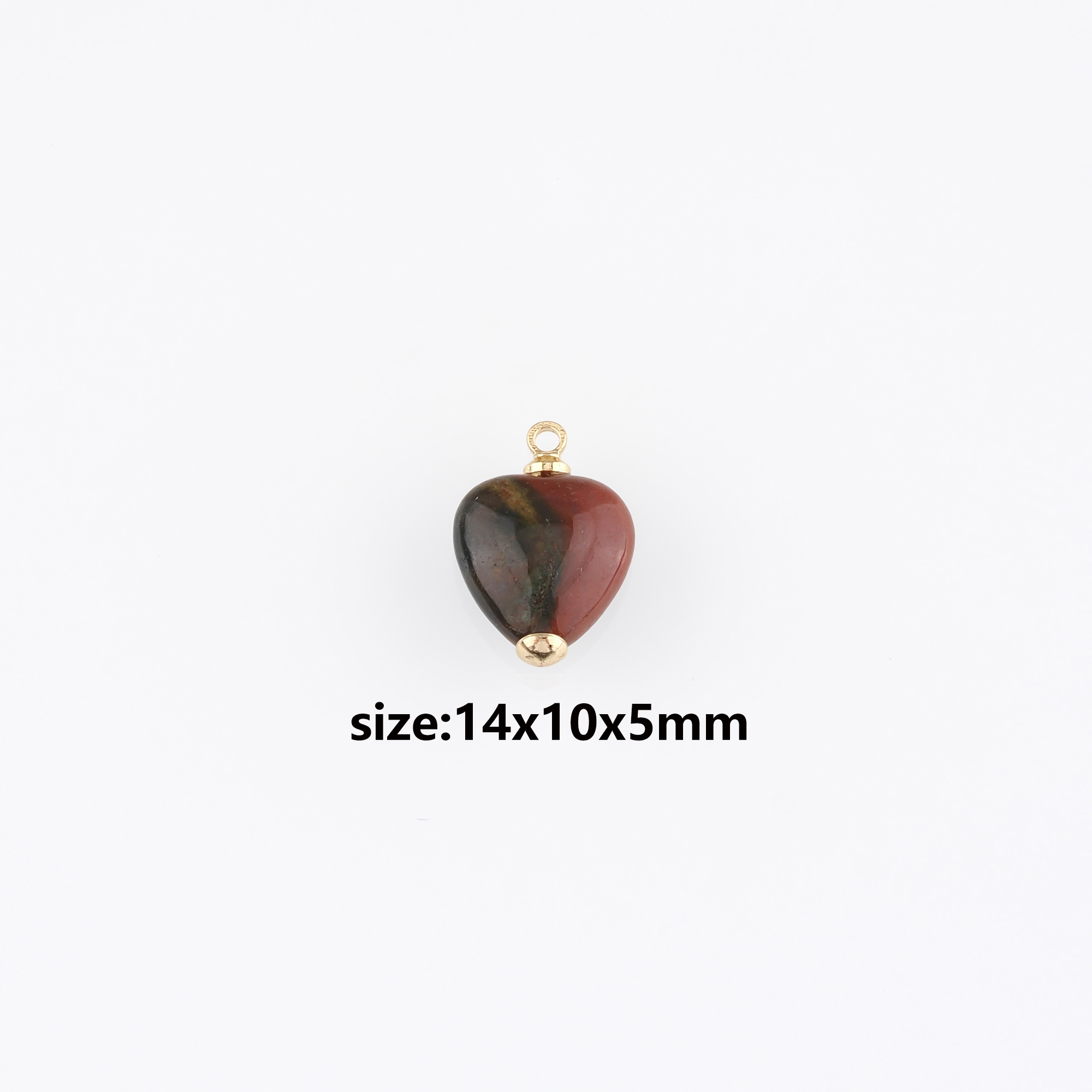 18K Gold Filled Heart Pendant,Natural Stone Heart Charm Earrings Necklace for DIY Jewelry Making Supply