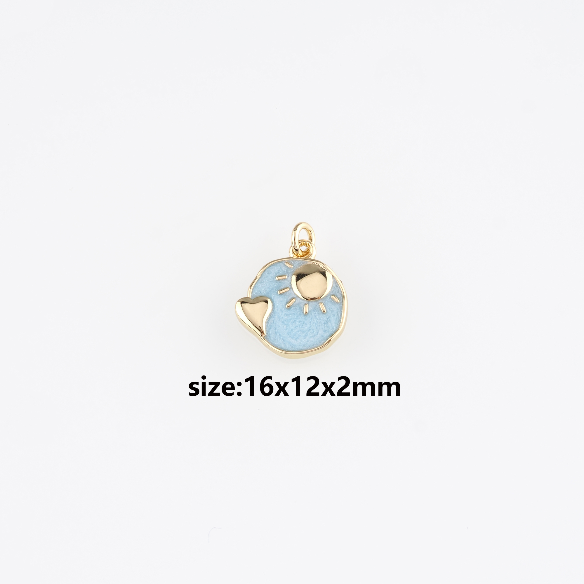 18K Gold Filled Sun Pendant,Enamel Sun Charm Earrings Necklace for DIY Jewelry Making Supply