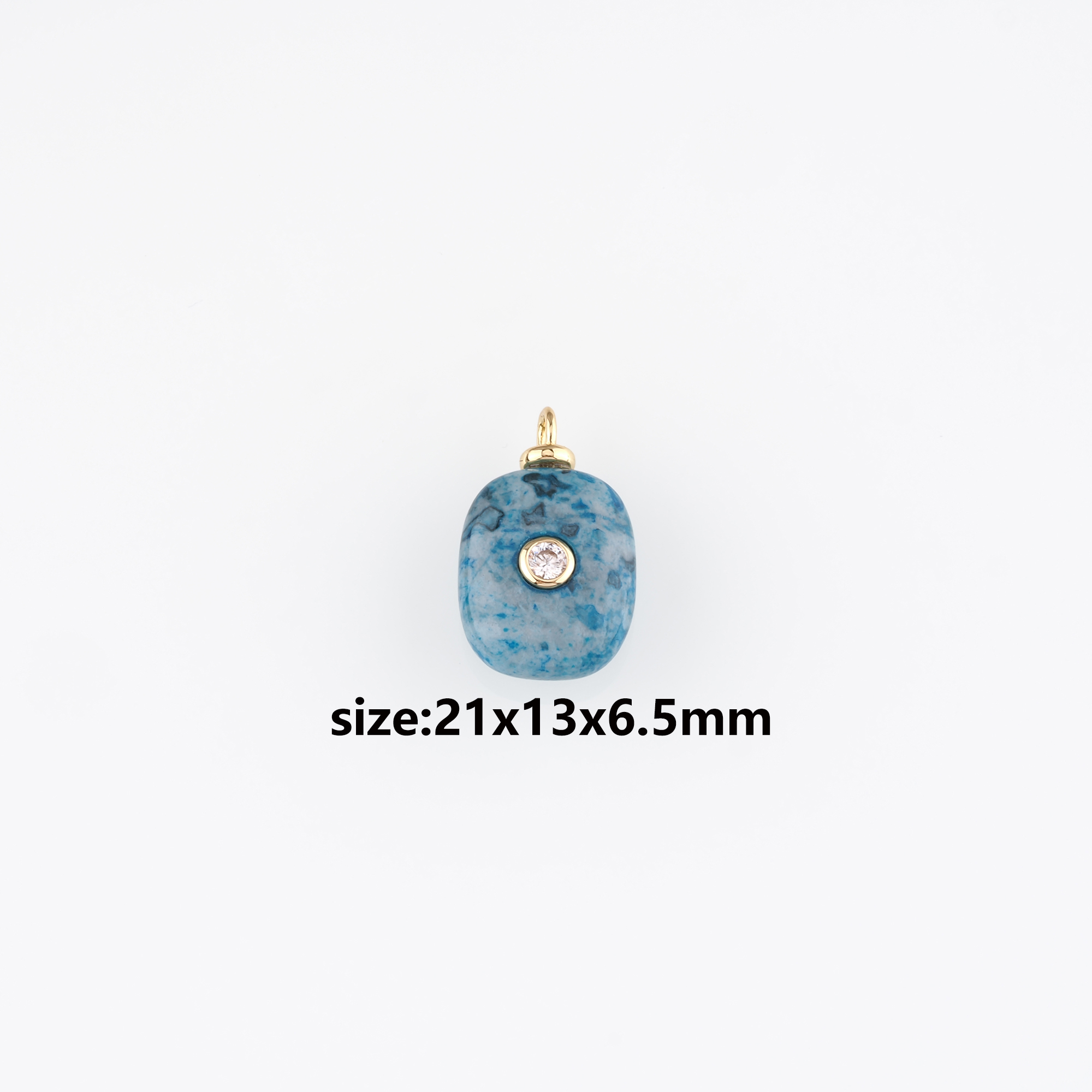 18K Gold Filled Rectangle Pendant,Natural Stone Charm Earrings Necklace for DIY Jewelry Making Supply